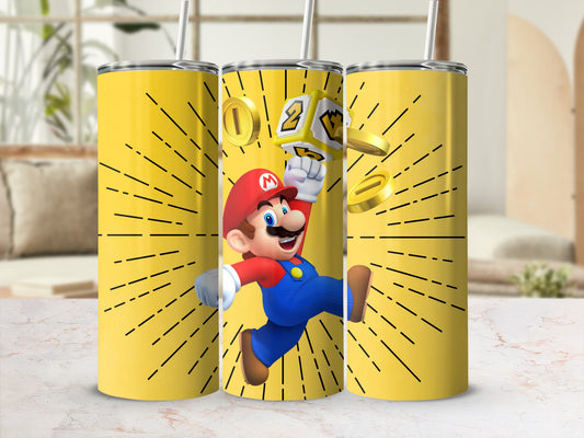 Mario Collecting Coins Graphic Tumbler Cup