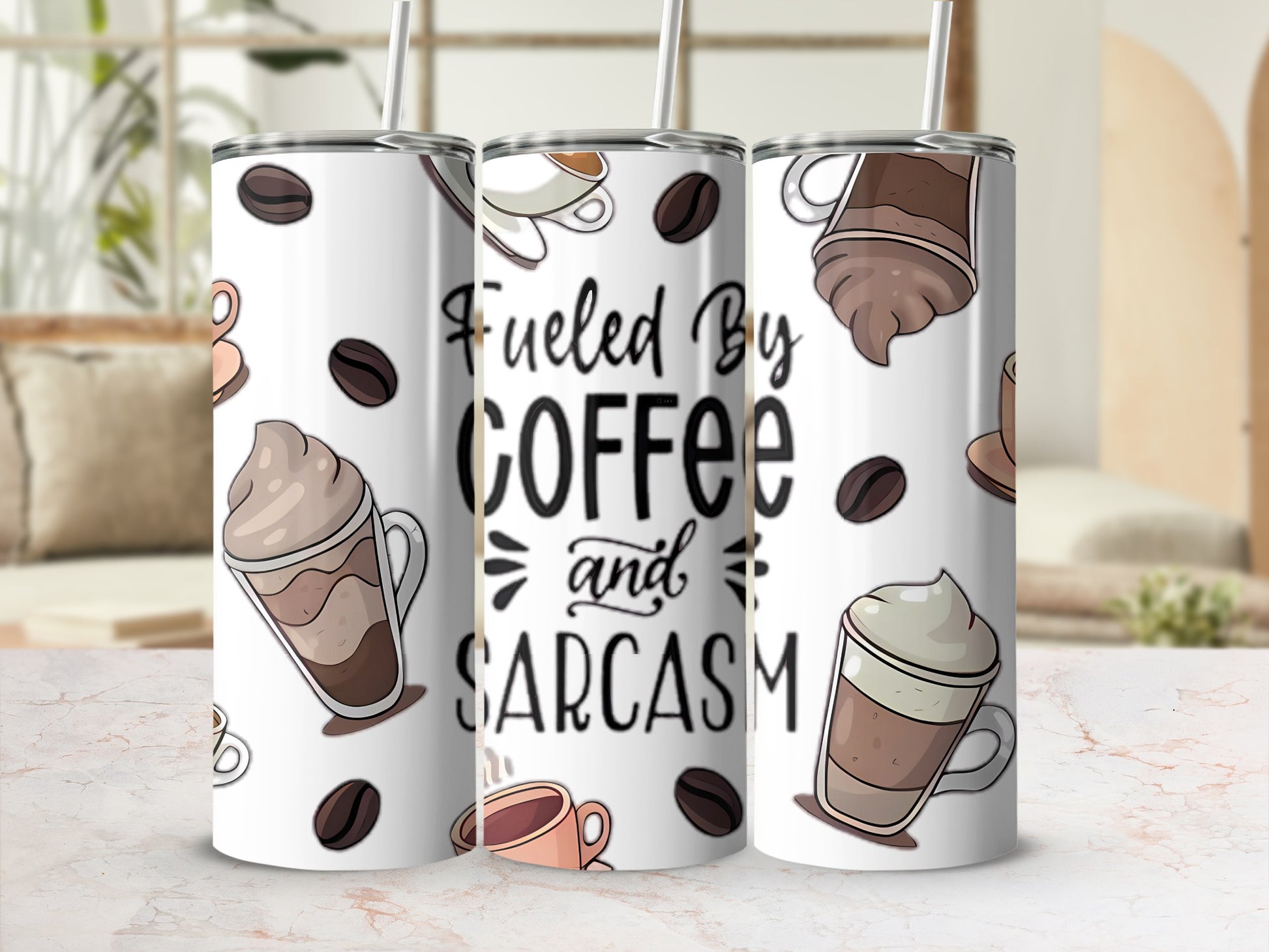 Fueled By Coffee And Sarcasm Travel Tumbler