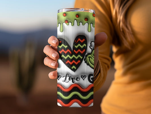 Festive Love Heart Pattern Travel Tumbler Cup