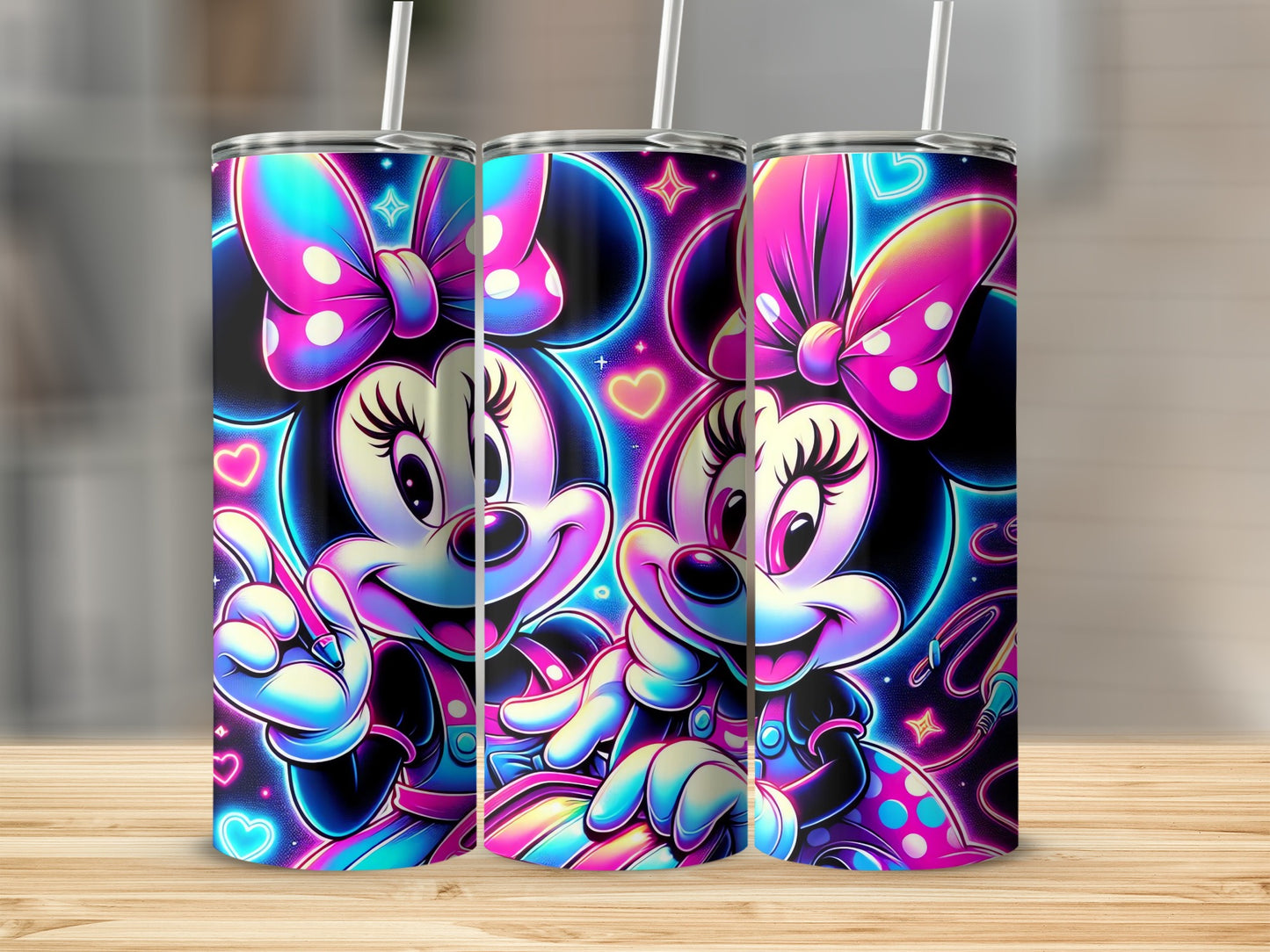 Neon Style Cartoon Character Tumbler Cup Design