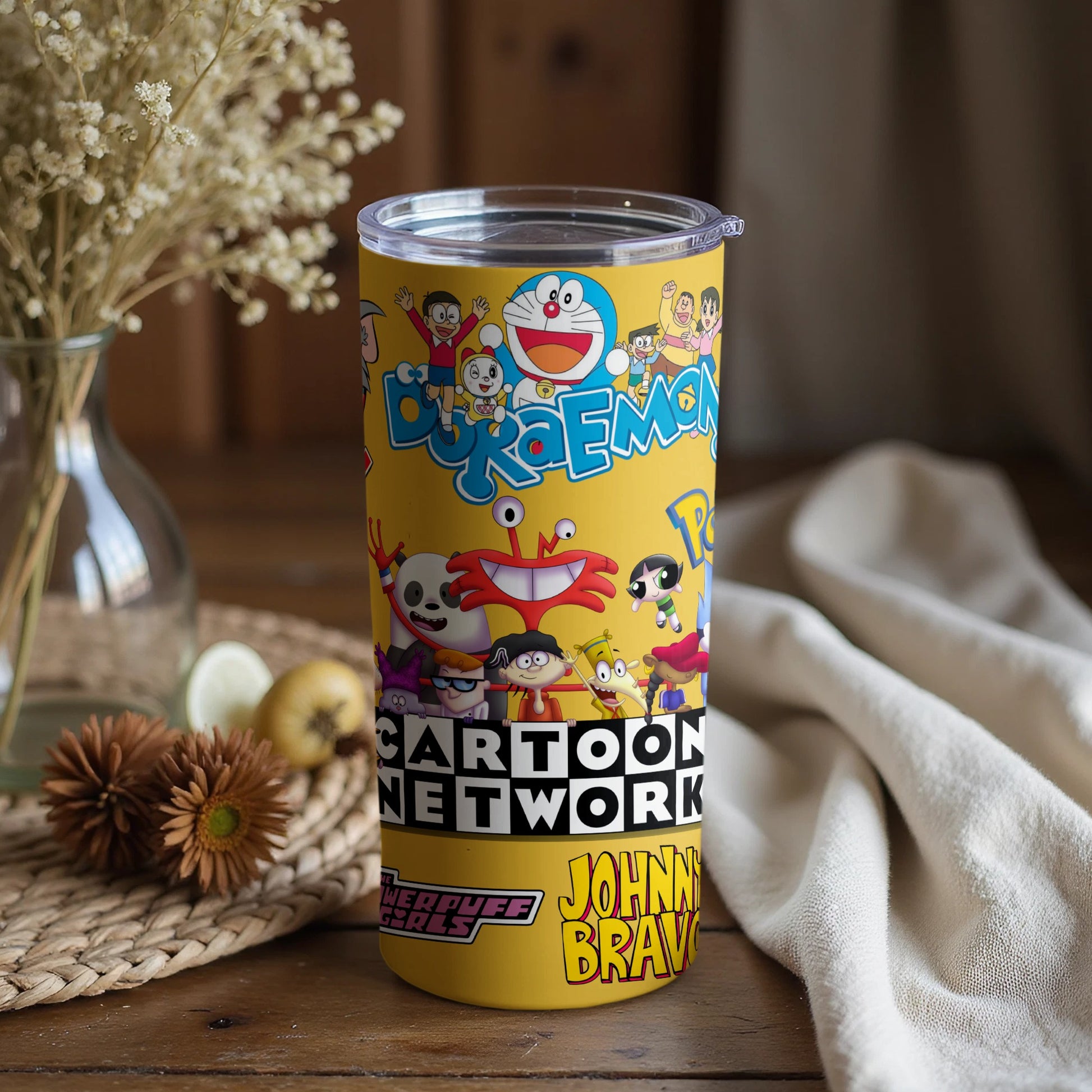 Cartoon Network Doraemon and Johnny Bravo Tumbler