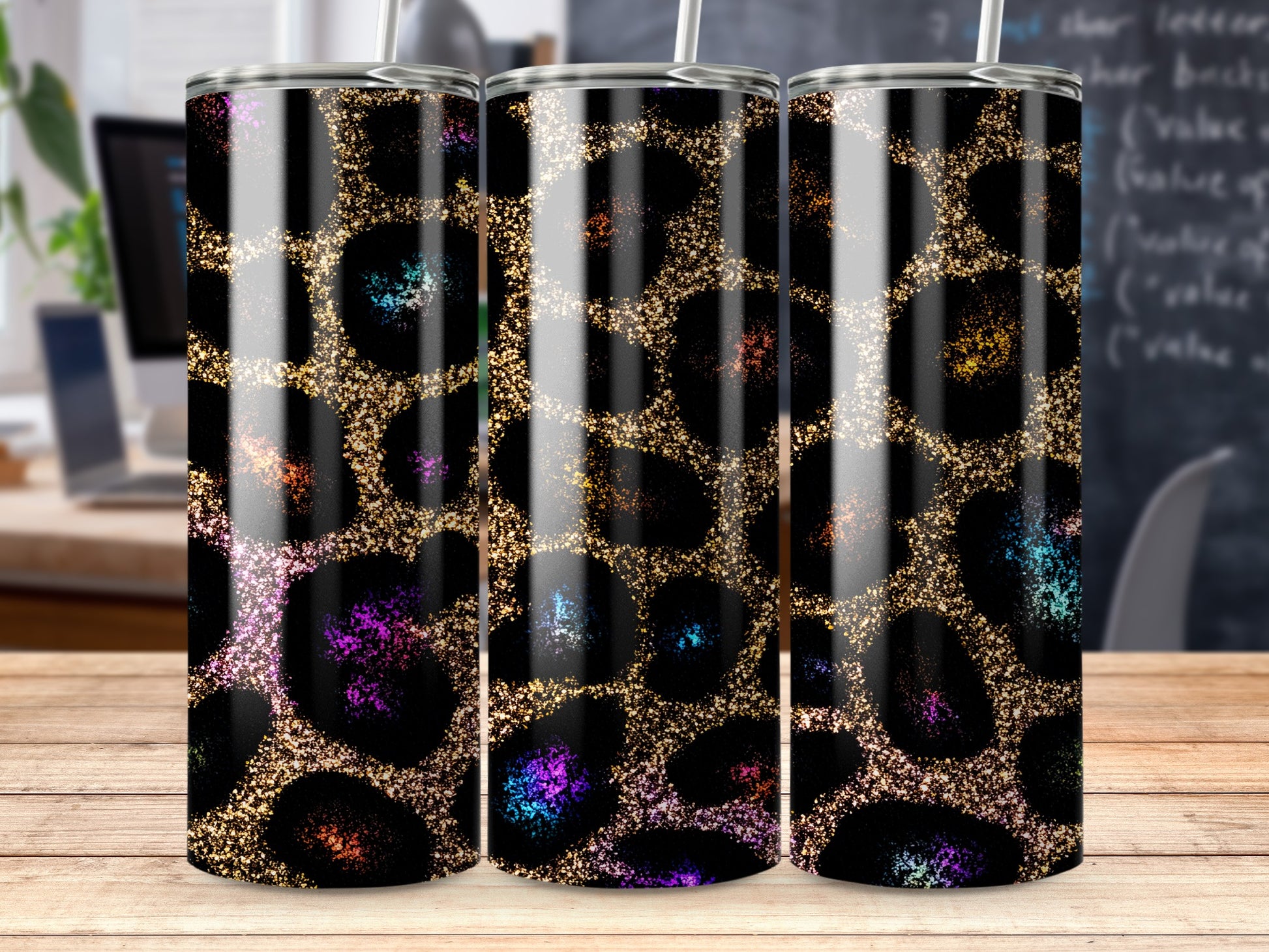 Sparkling Leopard Print Glitter Tumbler Cup