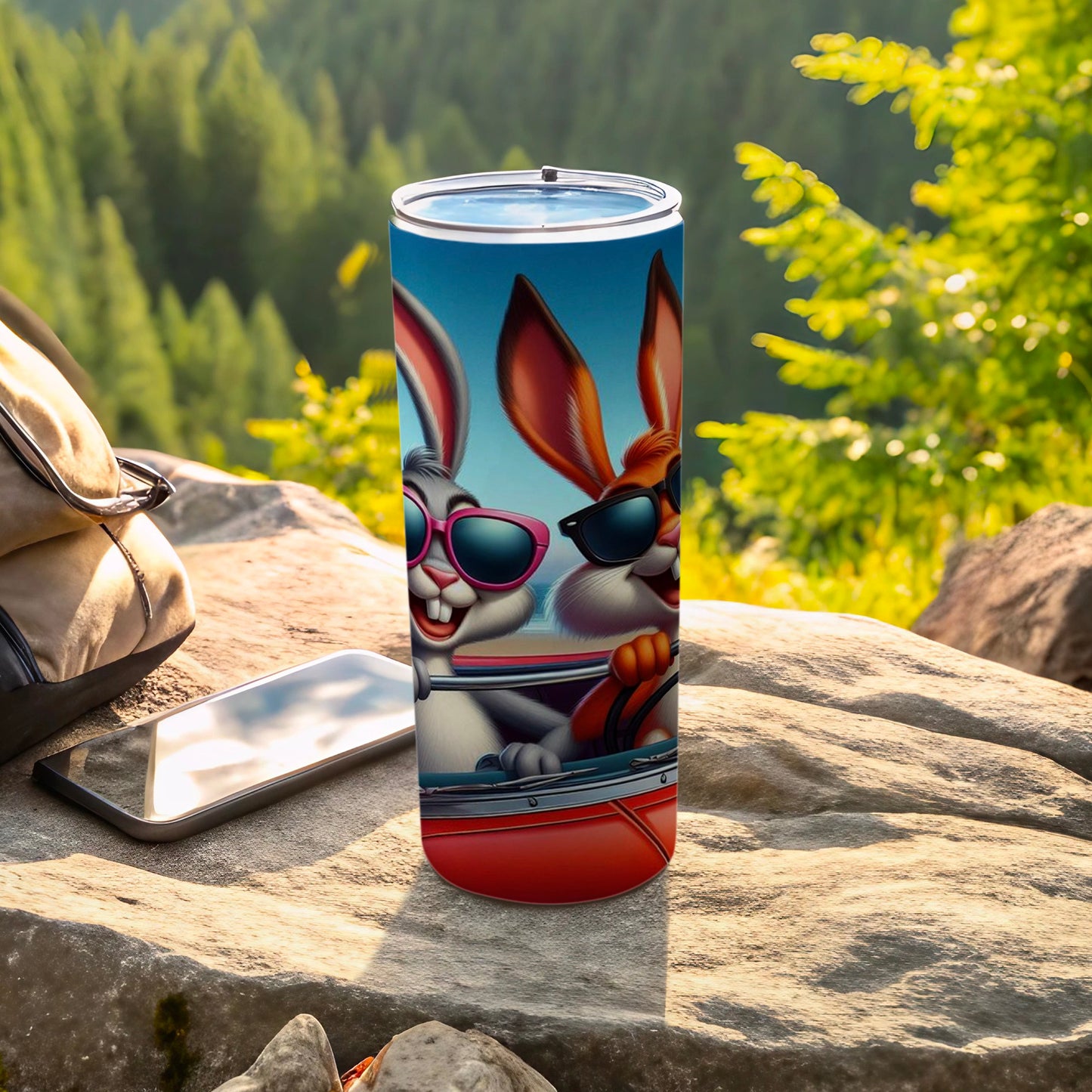 Cool Cartoon Bunnies Tumbler with Sunglasses 20oz