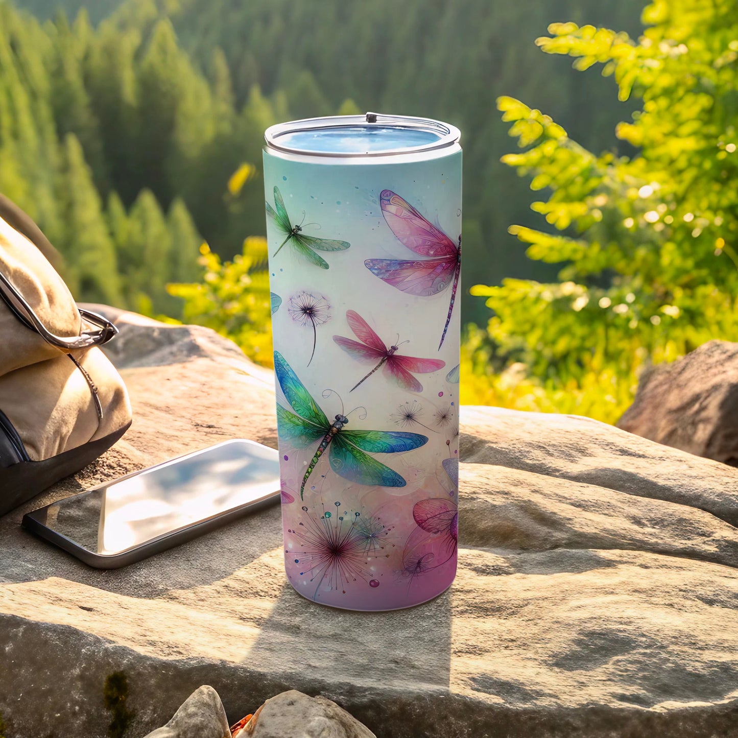 Dragonfly and Dandelion Stainless Steel Tumbler