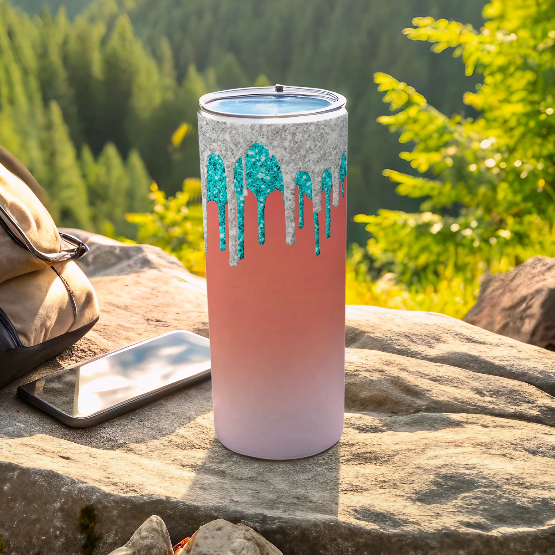 Glitter Teal Drip Ombre Pink Gray Tumbler product type