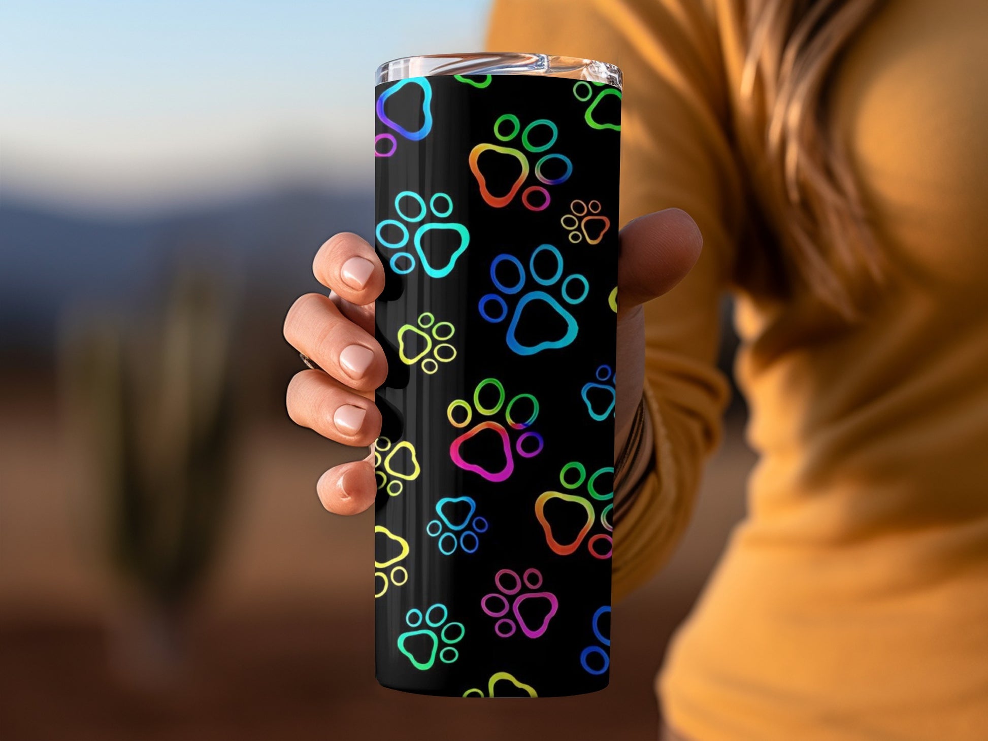 Colorful Paw Print Insulated Travel Tumbler 20oz product