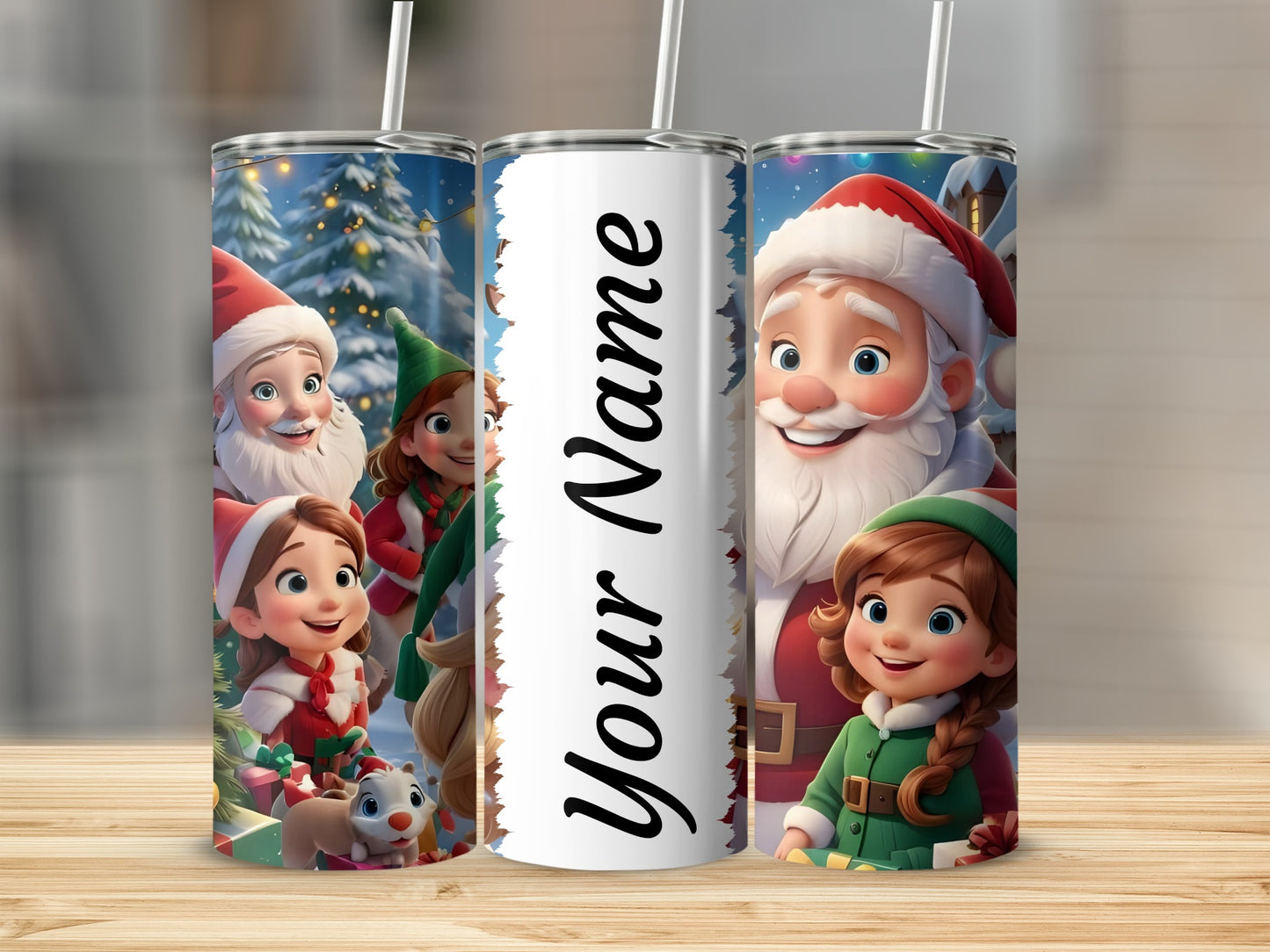 Personalized Santa and Elf Christmas Tumbler Cup