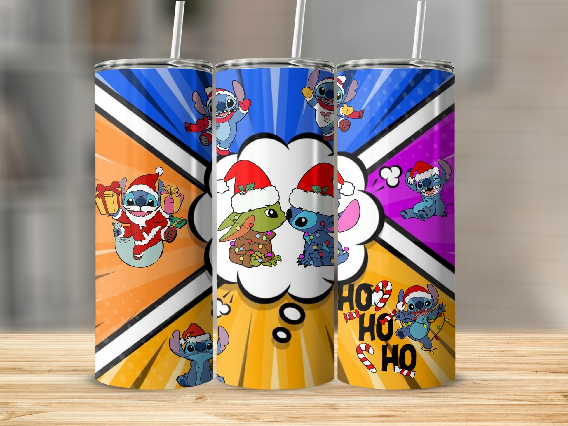 Festive Cartoon Design Tumblers for Holidays Gift