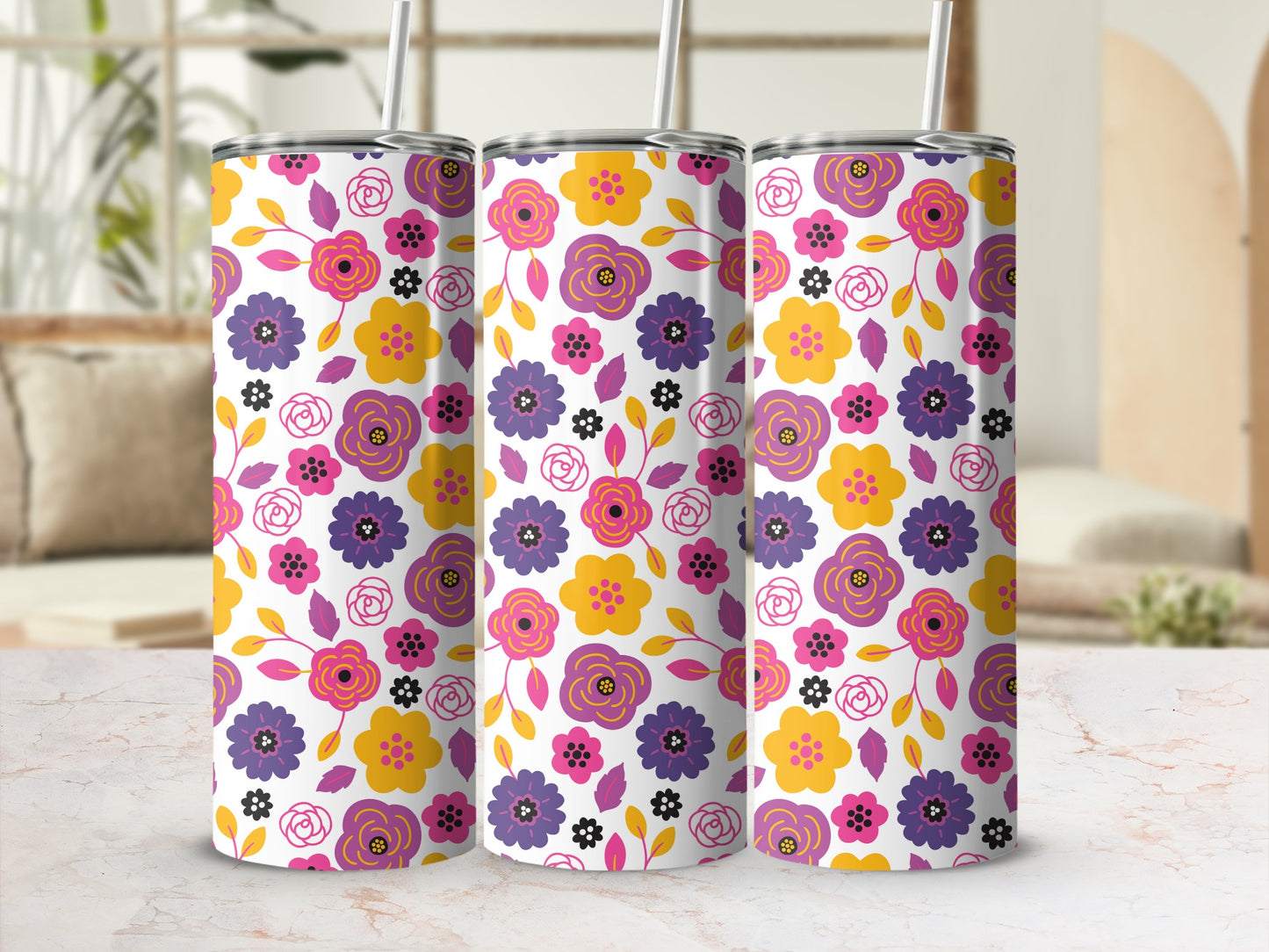 Colorful Floral Long-lasting Insulated Tumbler