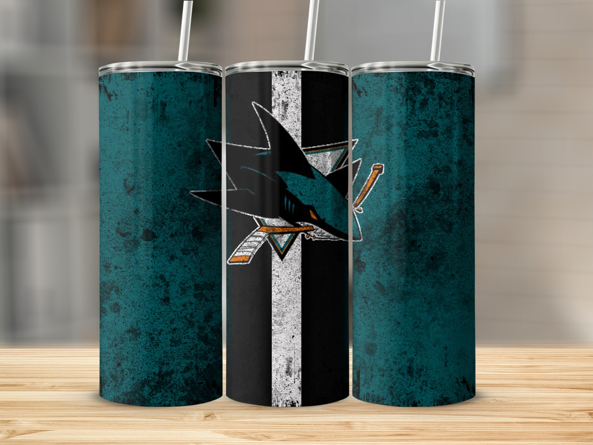 Vintage Shark Design Tumbler Cup with Straw