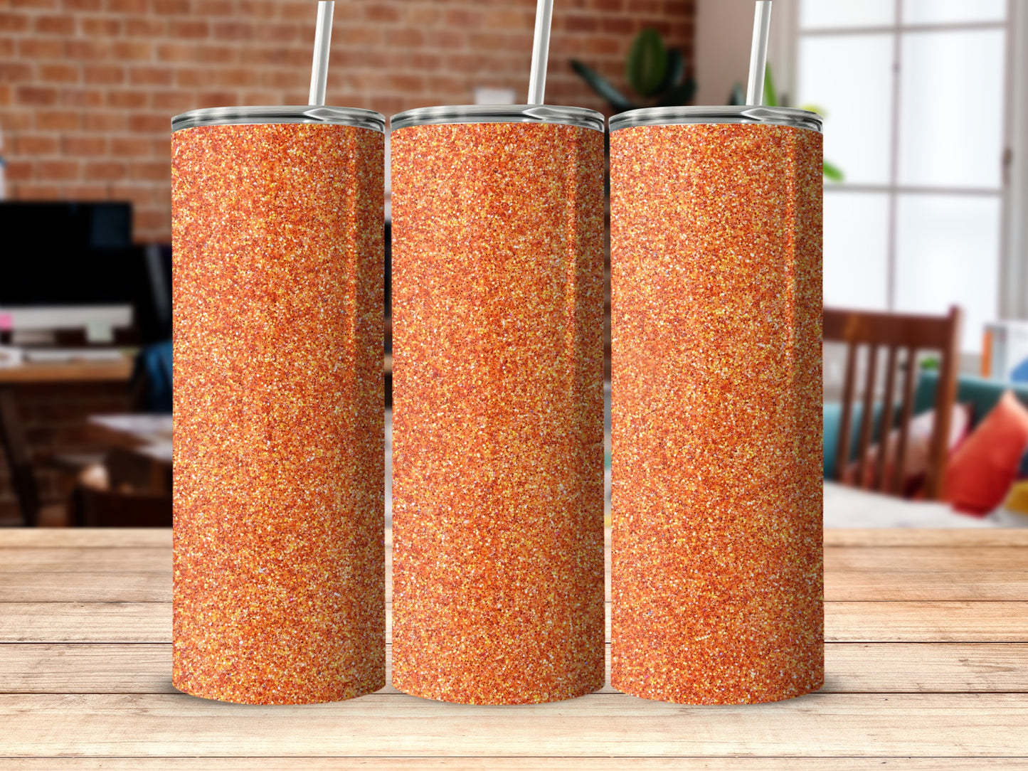 Stylish Glittery Orange Tumbler for Everyday Use