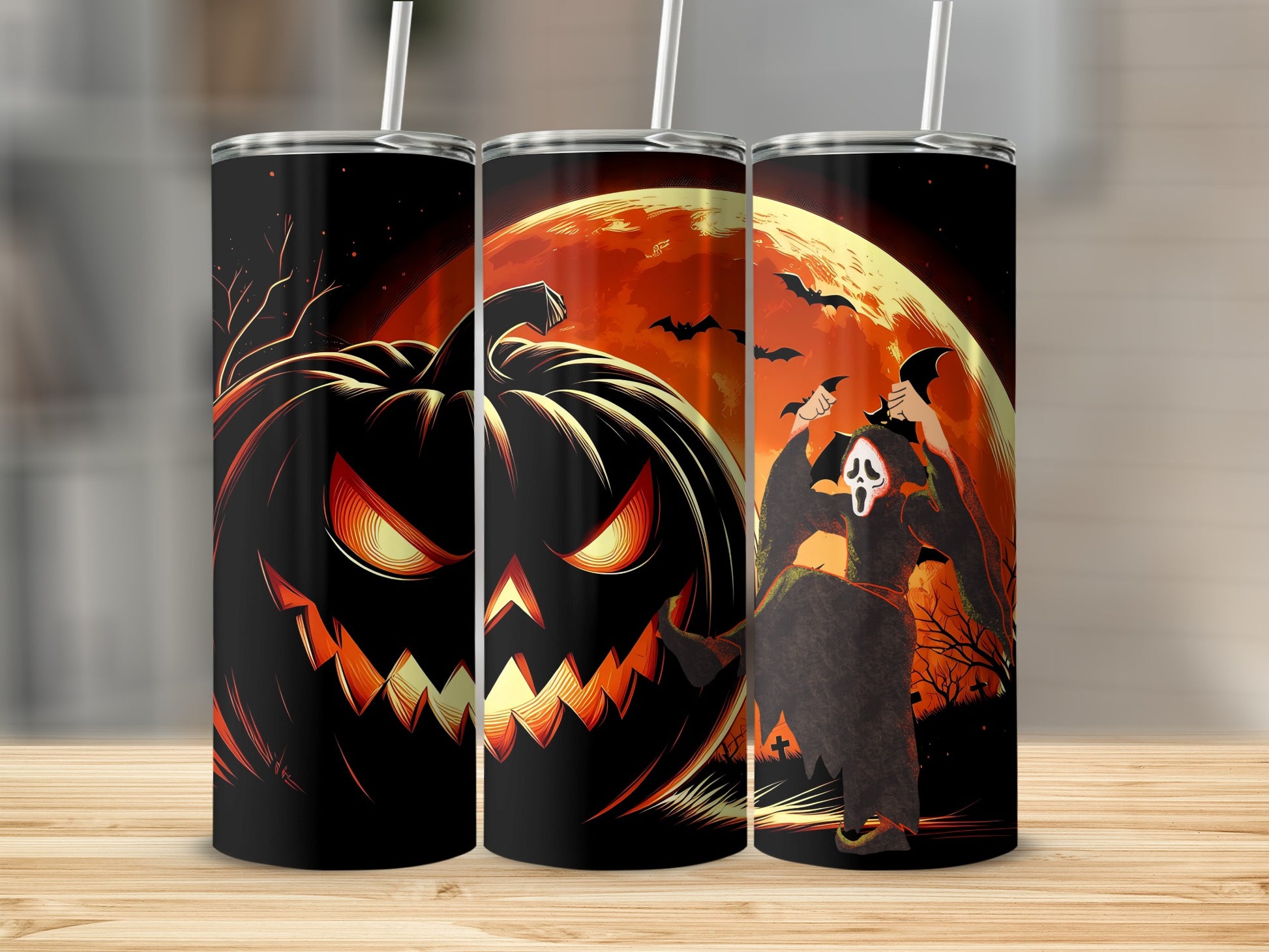 Halloween Pumpkin and Ghost Design Tumbler Product