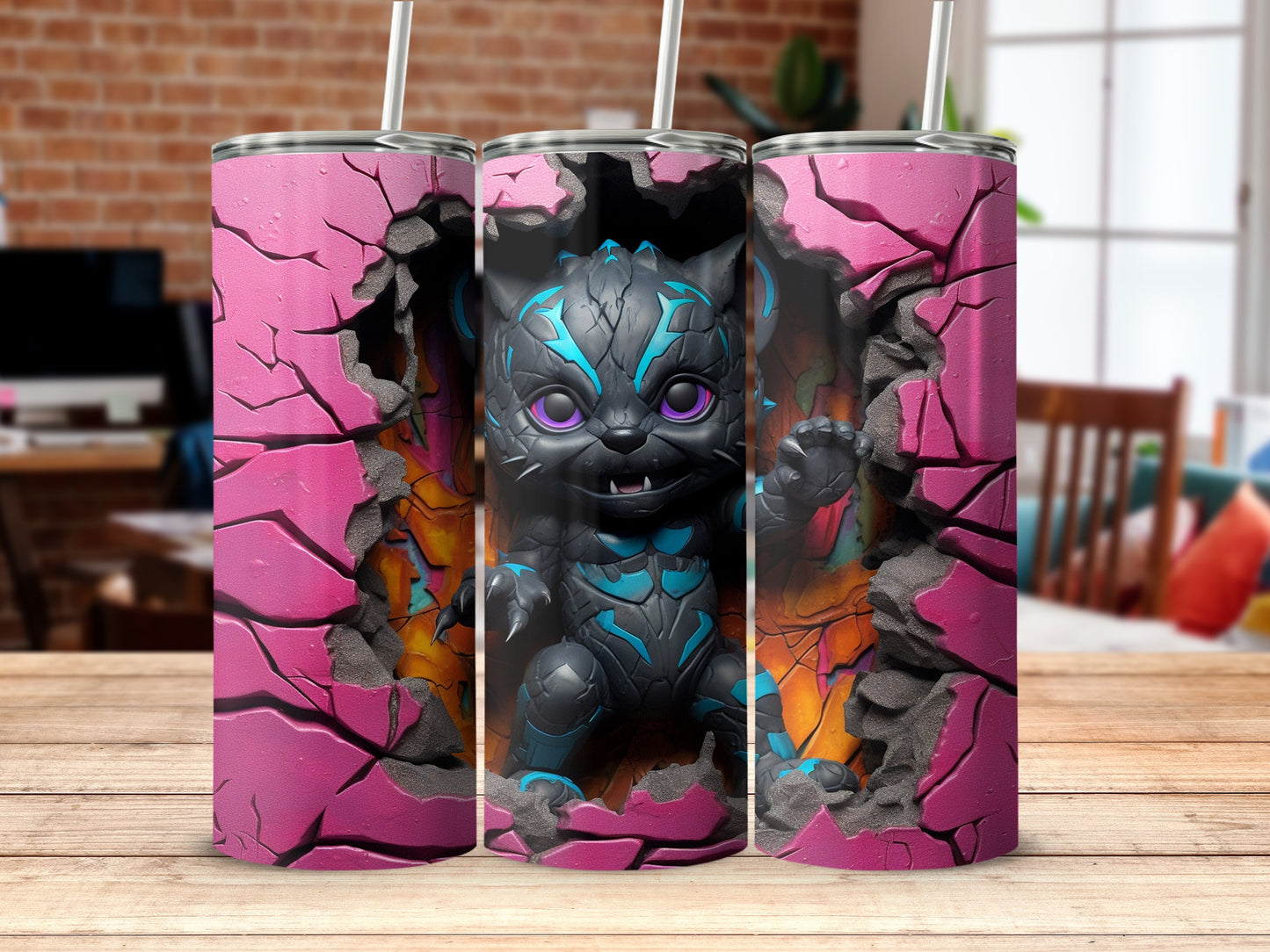Unique Alien Themed Tumblers with 3D Shattered Art Design