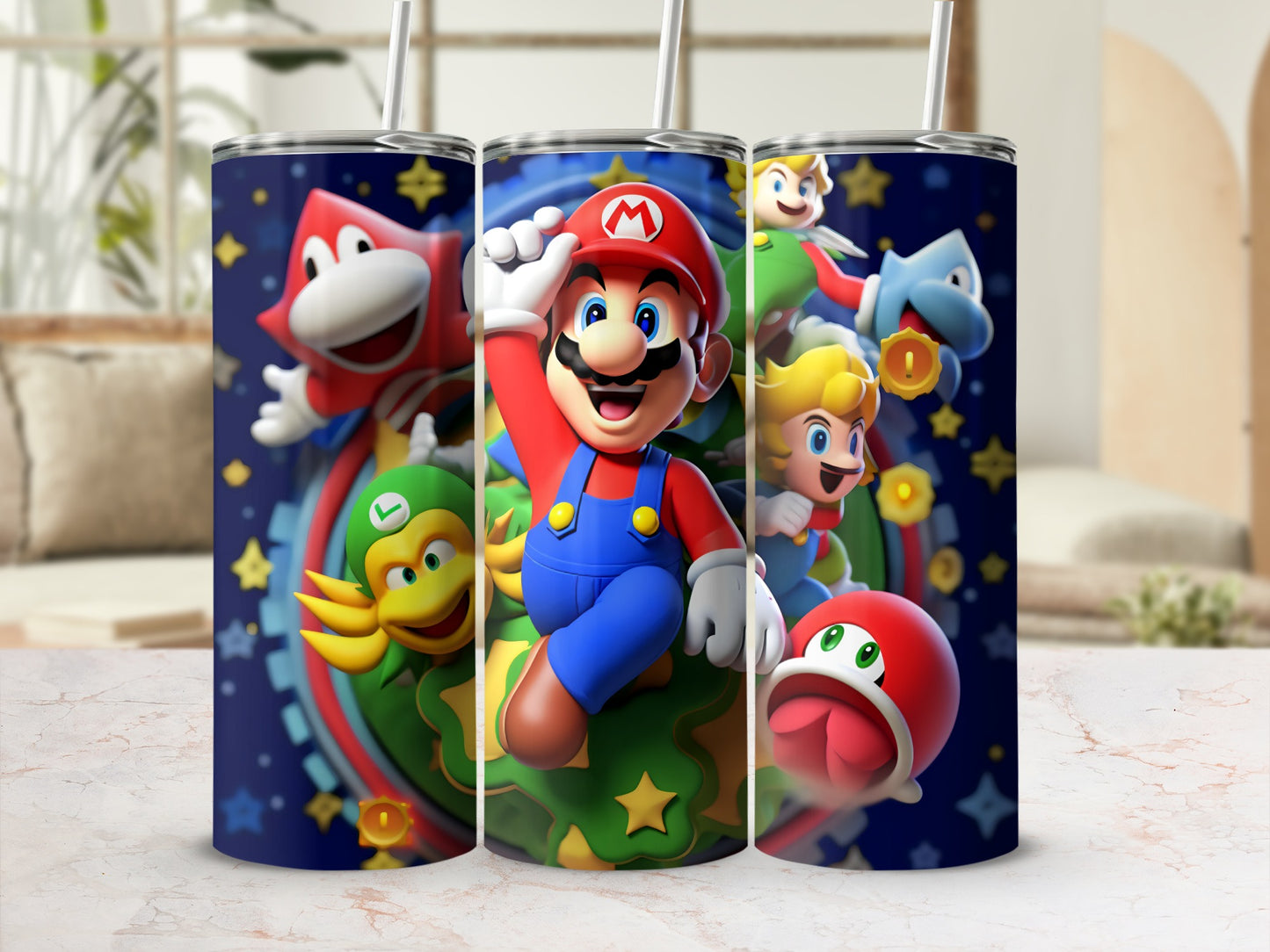 Colorful Animated Characters Tumbler Cup with Lid