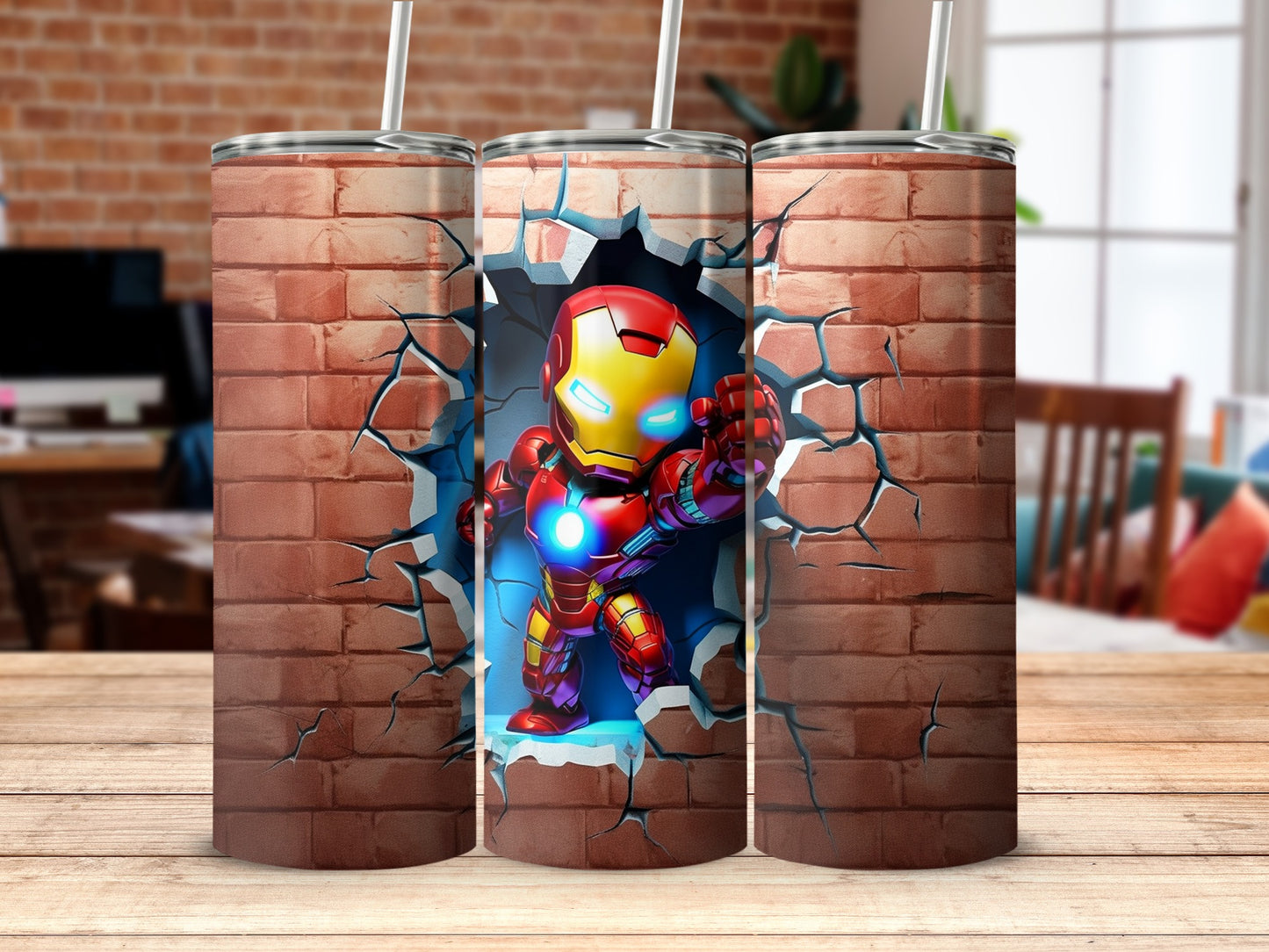 Superhero Brick Wall Tumbler with Striking Artwork