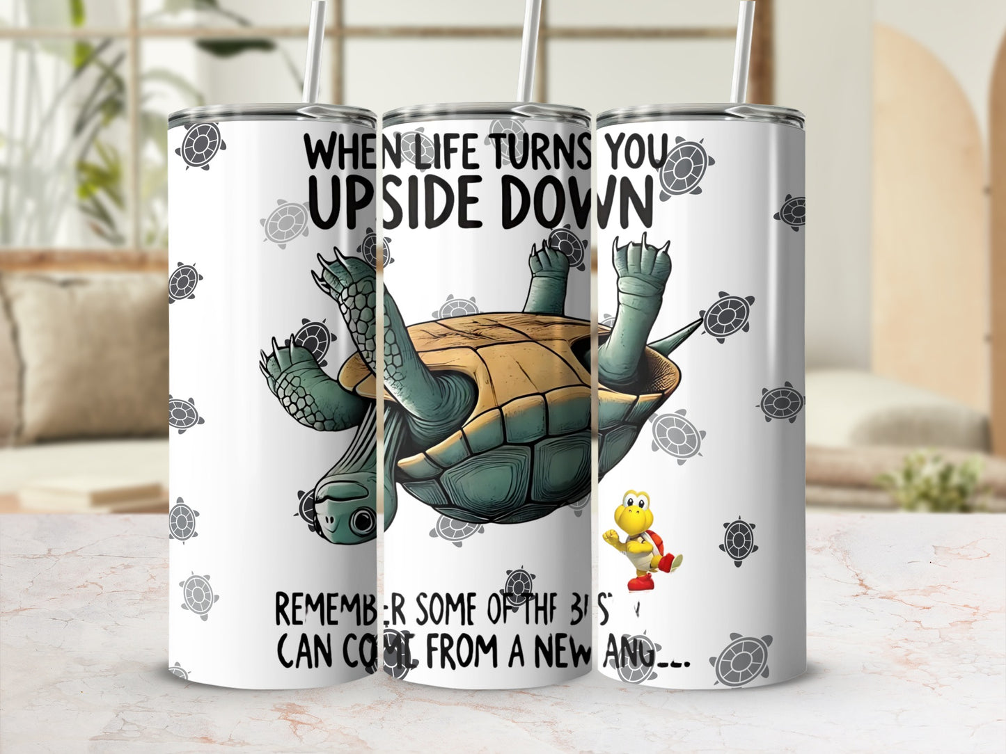 When Life Turns You Upside Down Turtle Design Tumbler