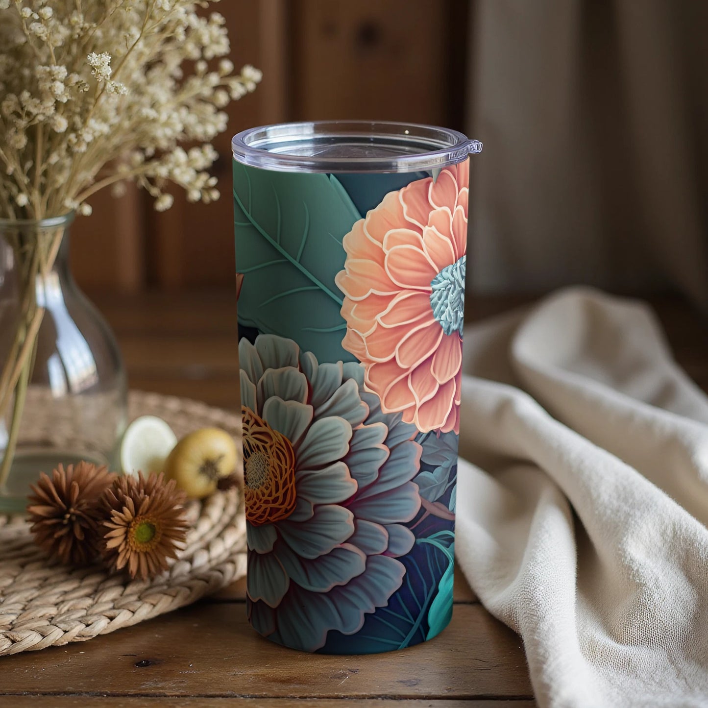Floral Pattern Insulated Tumbler Travel Mug Product