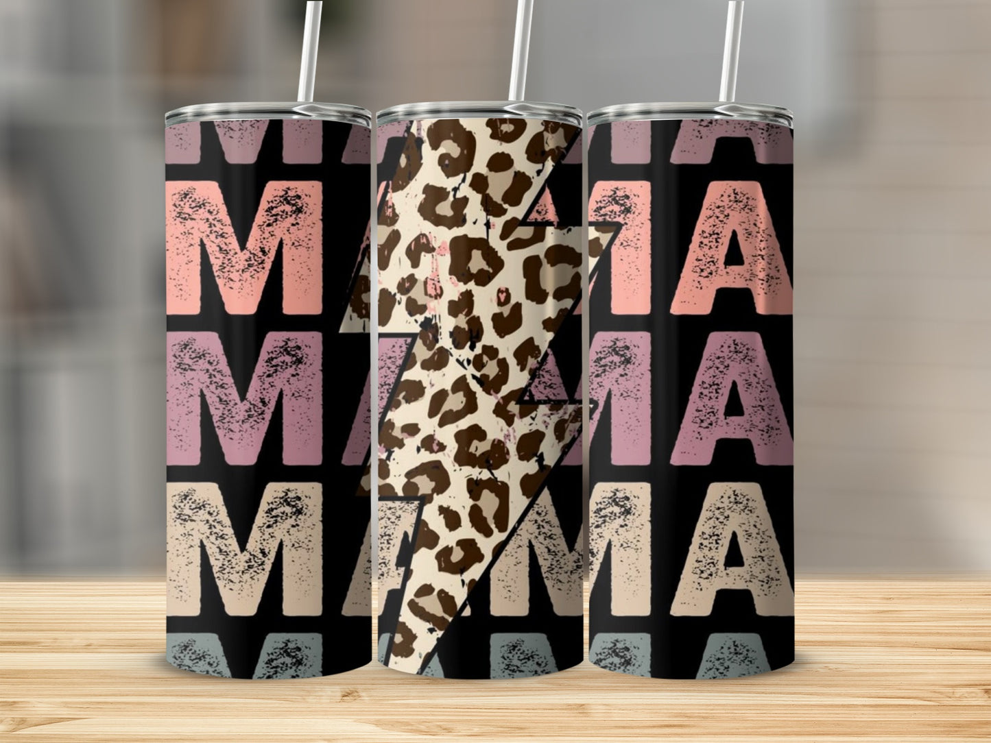 Leopard Print Mama Gradient Background Tumbler