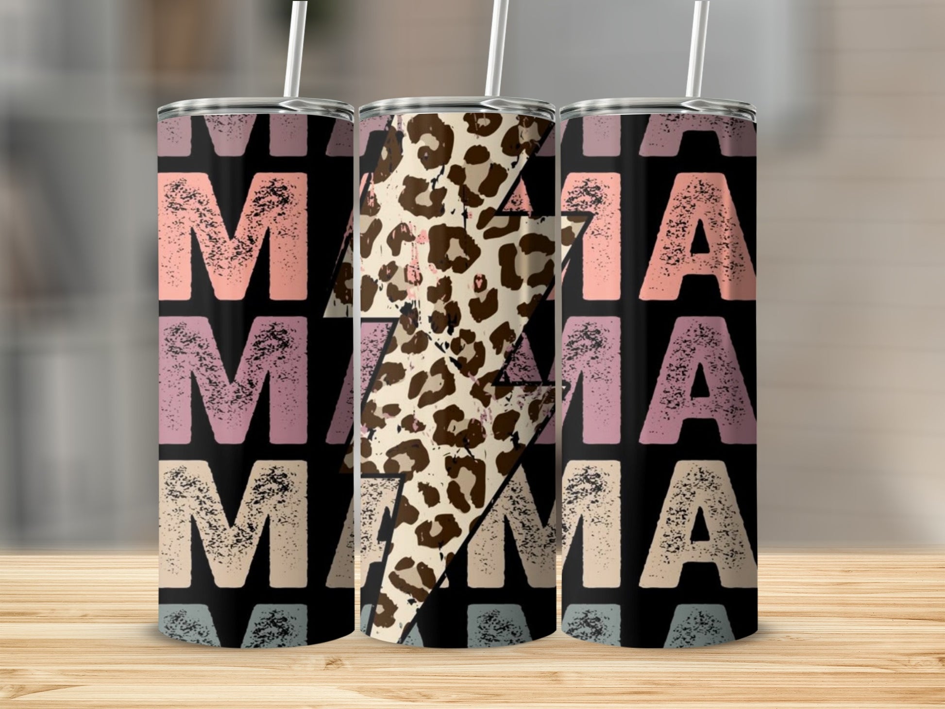 Leopard Print Mama Gradient Background Tumbler