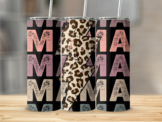 Leopard Print Mama Gradient Background Tumbler