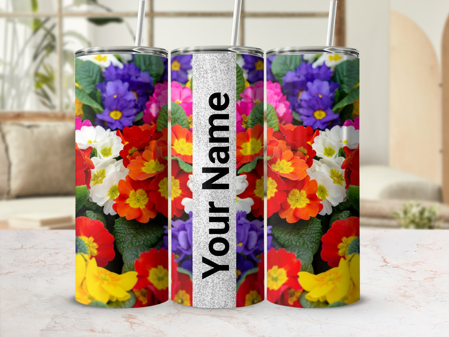 Colorful Flower Print Customized Tumbler Design