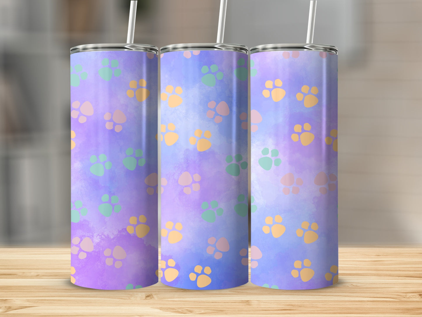 Adorable Pastel Paws Pattern Tumbler for Pet Lovers