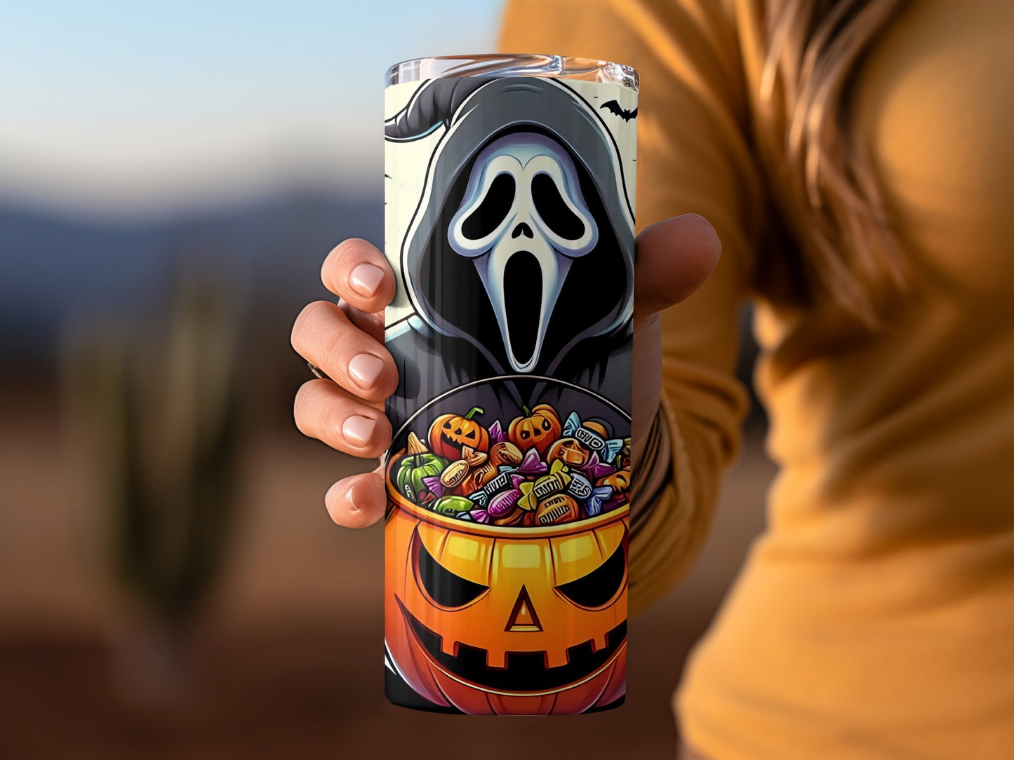 Halloween Ghost and Pumpkin Candy Holder Tumbler