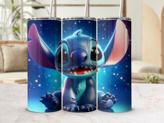 Cute Blue Alien Character Tumbler for Kids and Adults