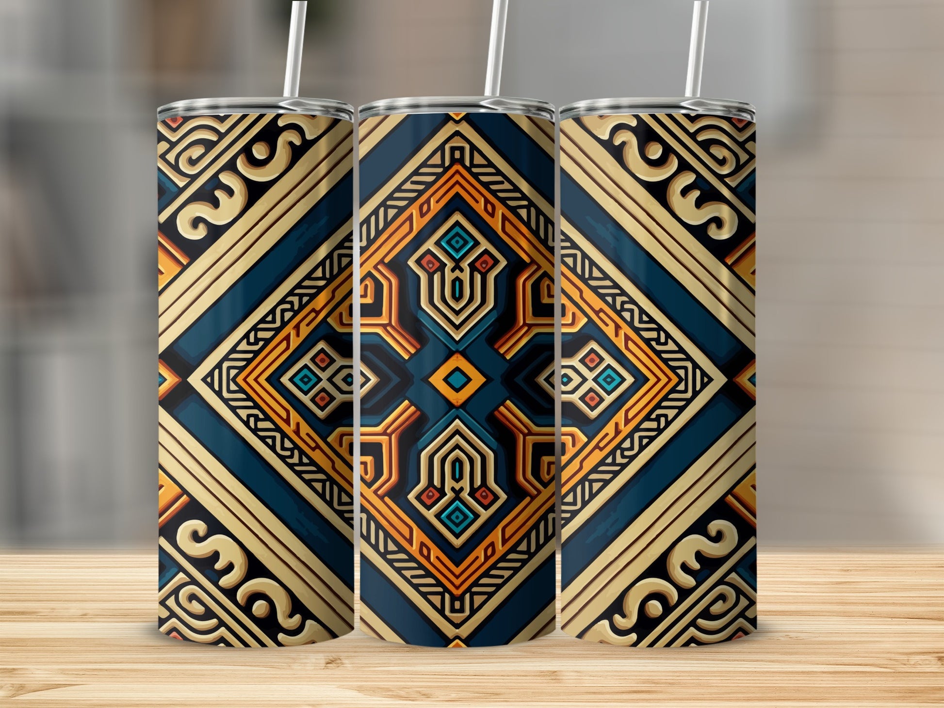 Geometric Tribal Design Stainless Steel Tumbler