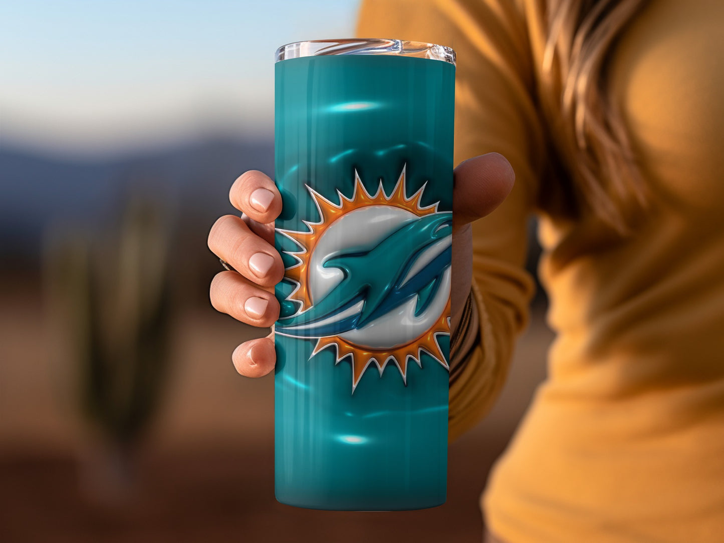 Miami Dolphins Logo Teal Background Design Cool Tumblers