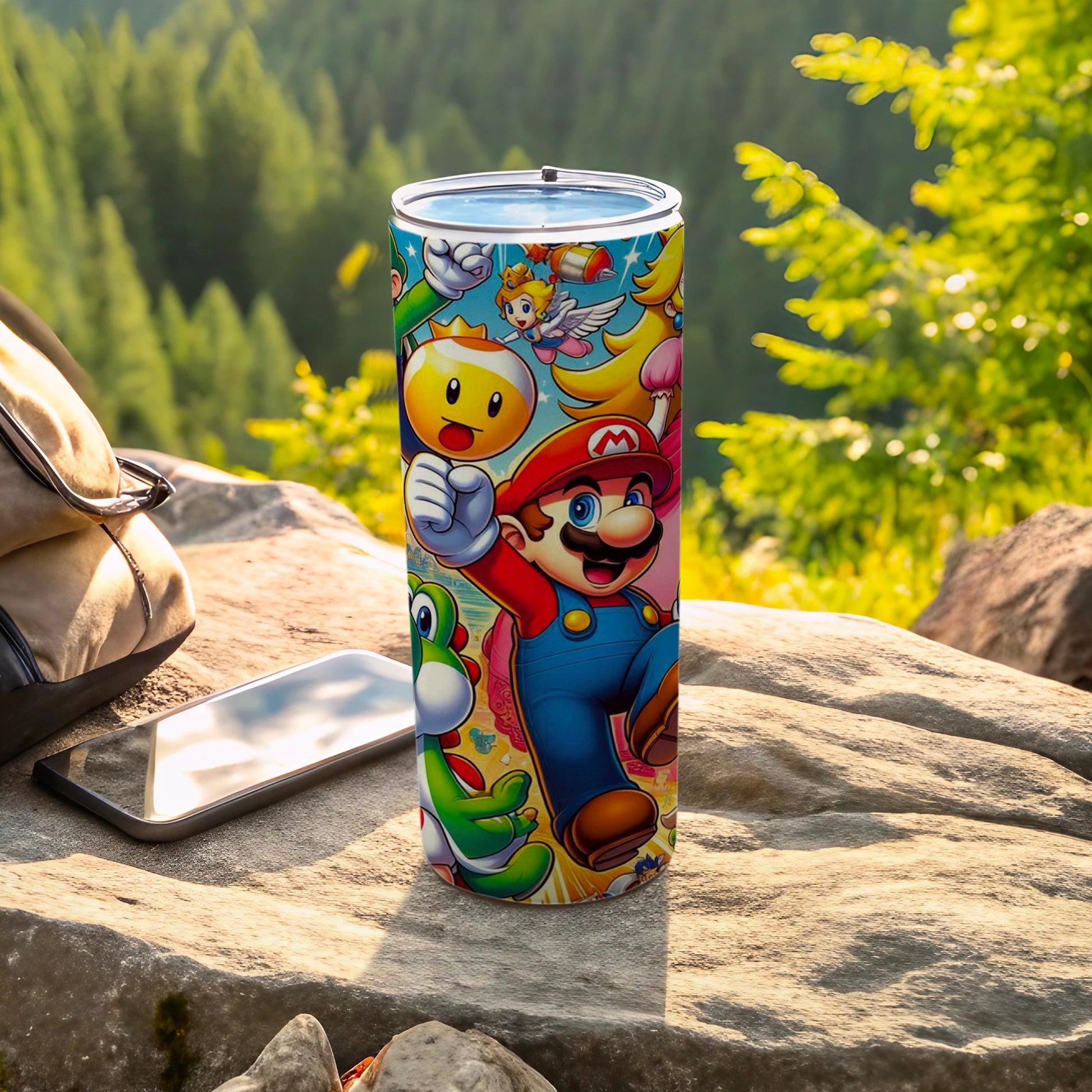 Colorful Retro Gaming Characters Metal Tumbler Cup