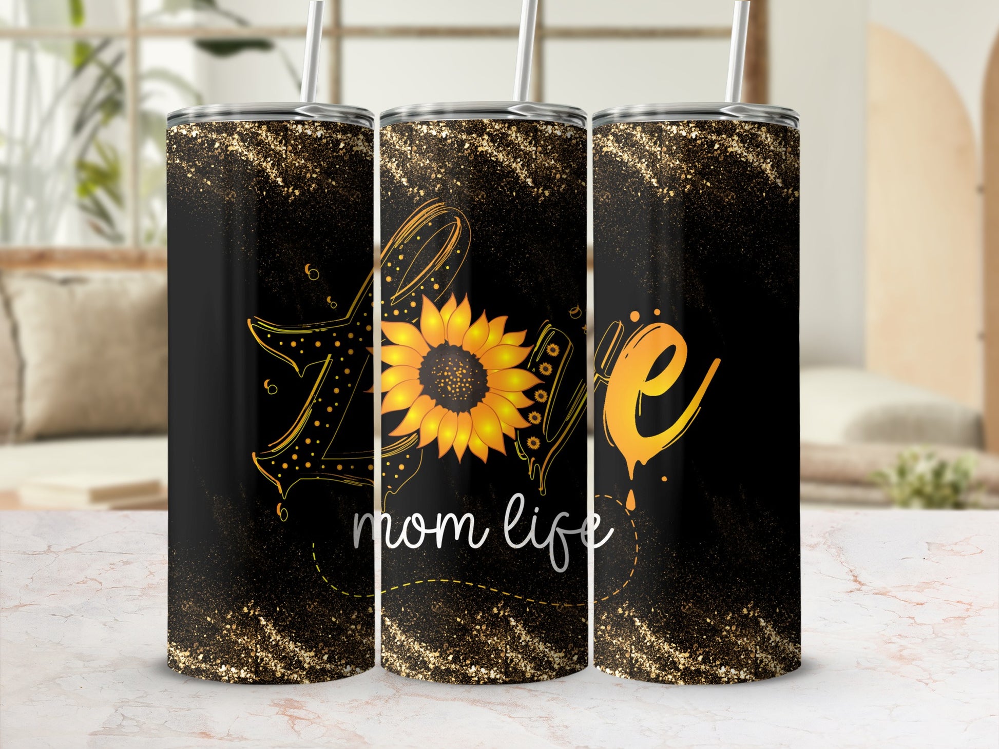 Sunflower Love Mom Life Stainless Steel Tumbler