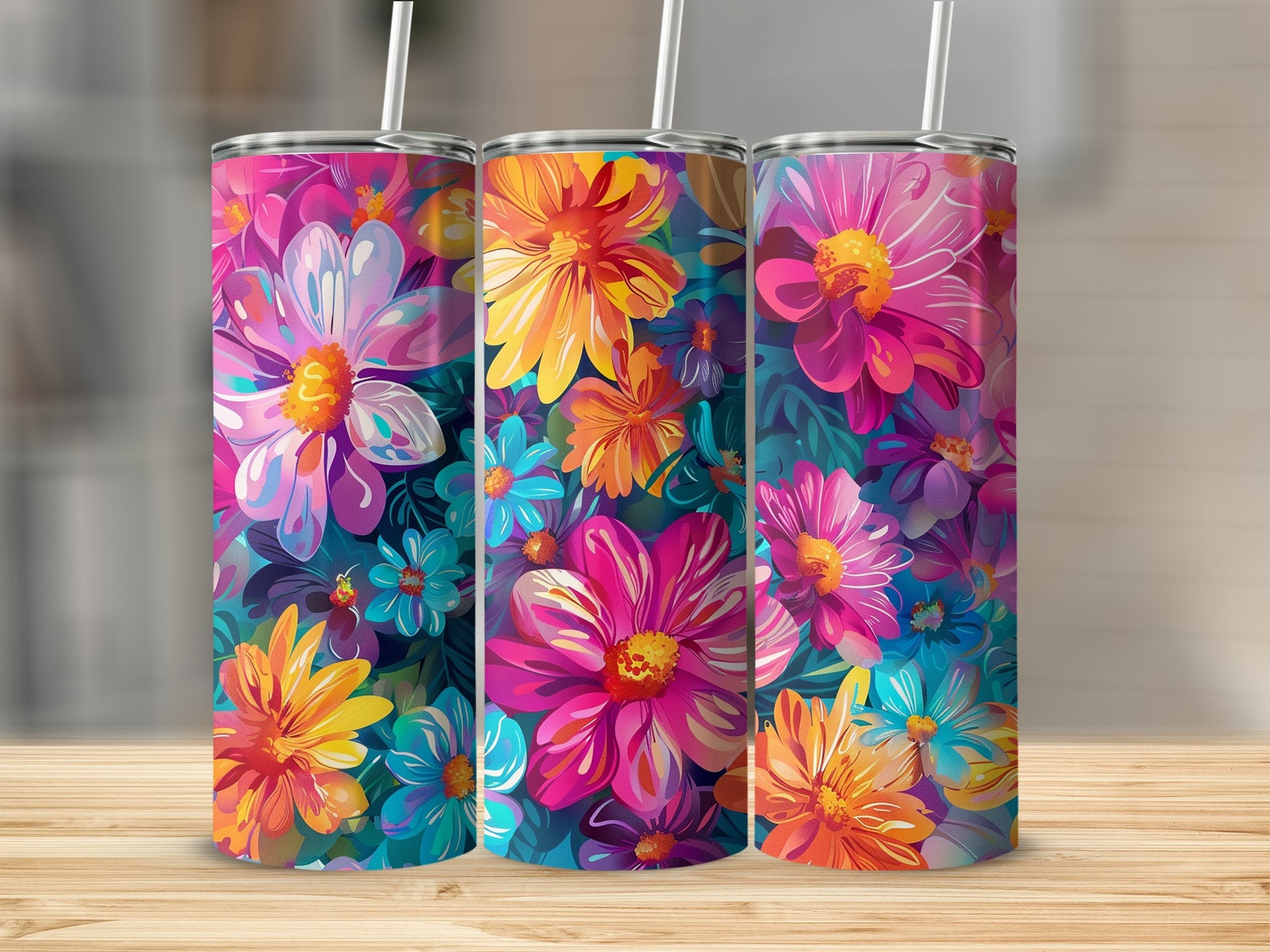 Vibrant Floral Insulated Drinkware Stainless Steel Cup