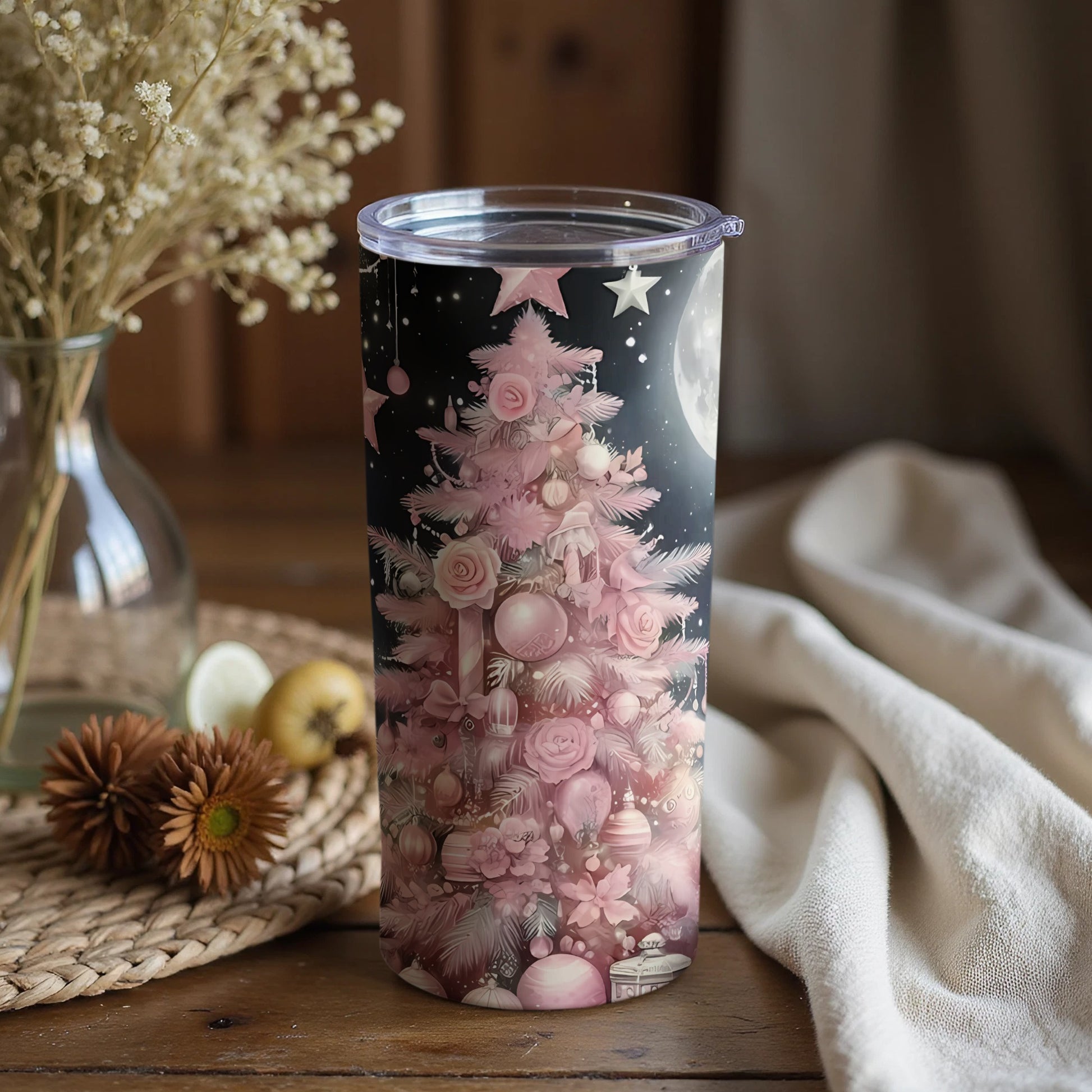 Beautiful Pink Christmas Tree Insulated Tumbler
