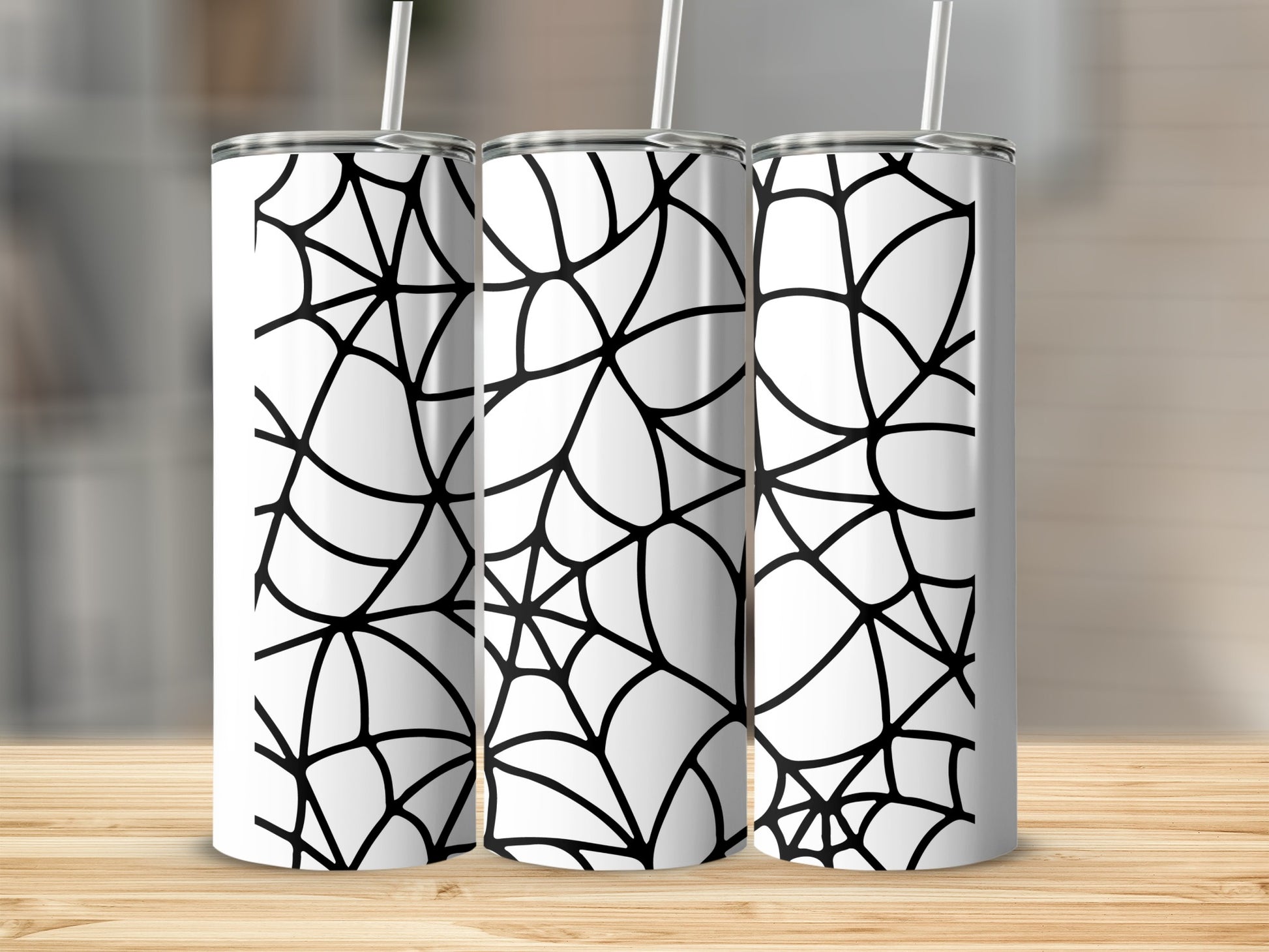Abstract Spider Web Pattern Black White Tumbler product type