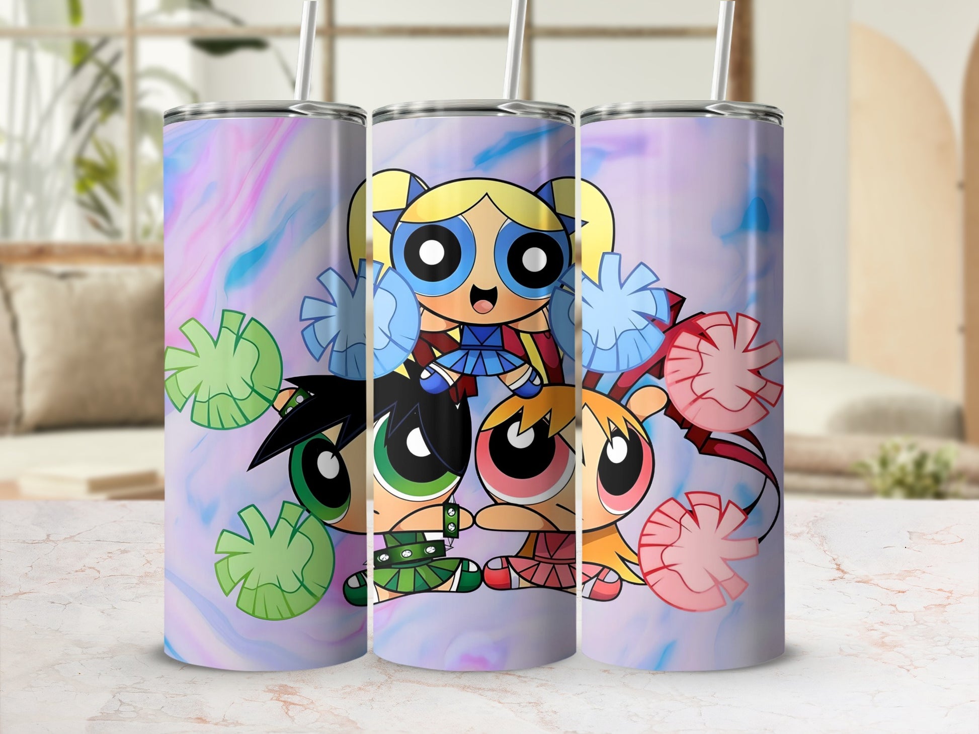 Colorful Cartoon Character Cheerleader Tumbler Cup