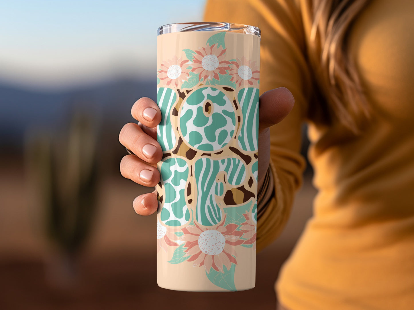 Floral Leopard Print Personalized Tumbler 20oz Flask Cup