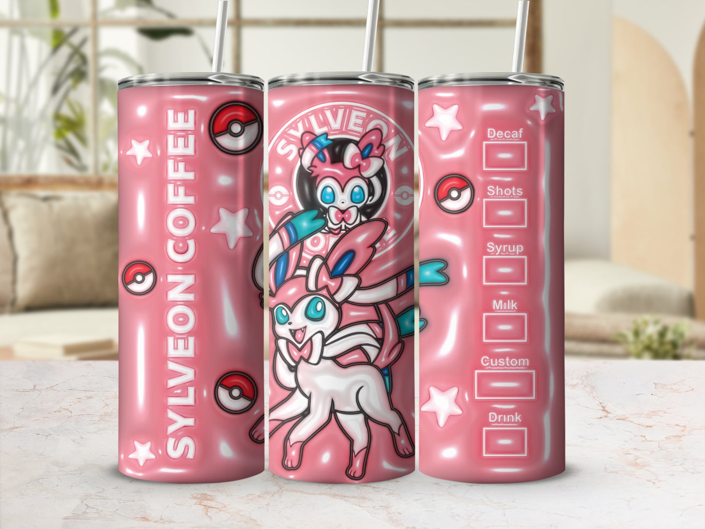 Sylveon Coffee Pink Cute Character Design Tumbler