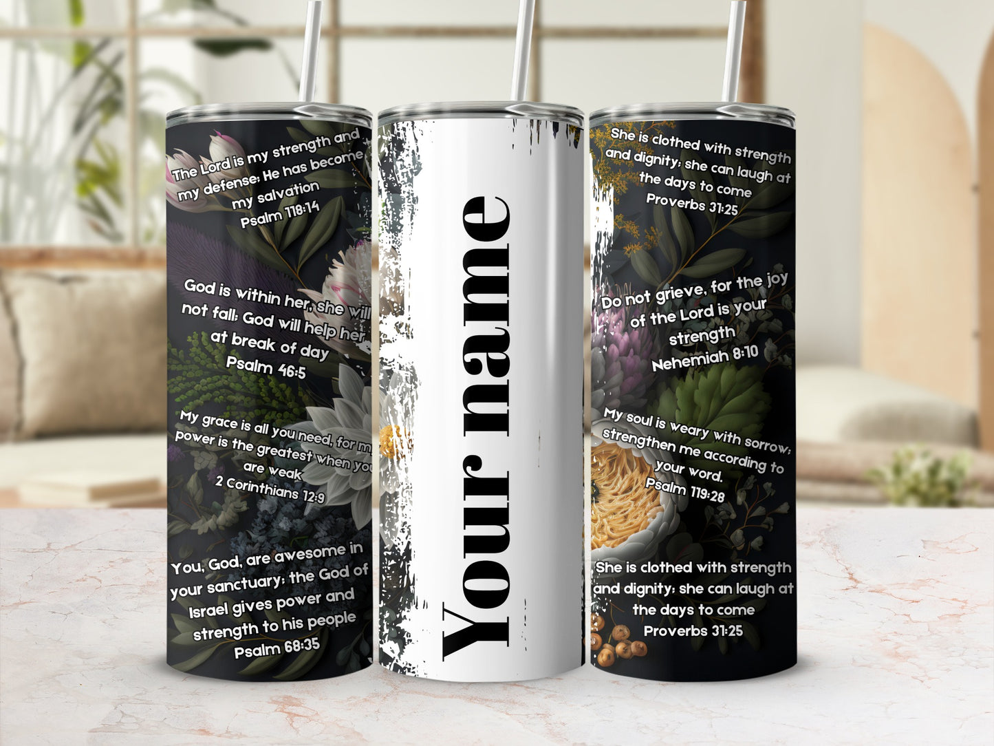 Personalized Tumbler with Inspirational Bible Verses