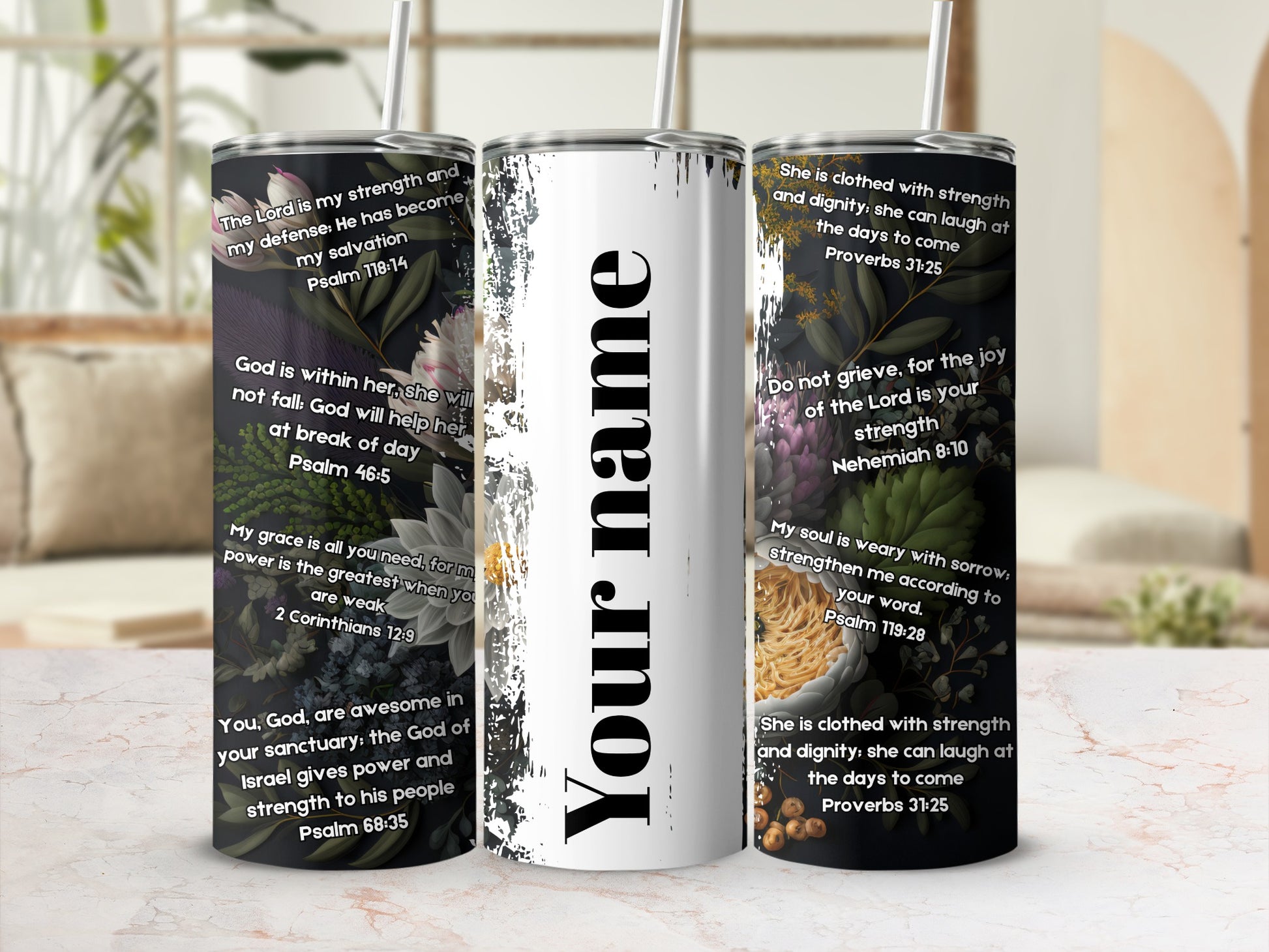 Personalized Tumbler with Inspirational Bible Verses