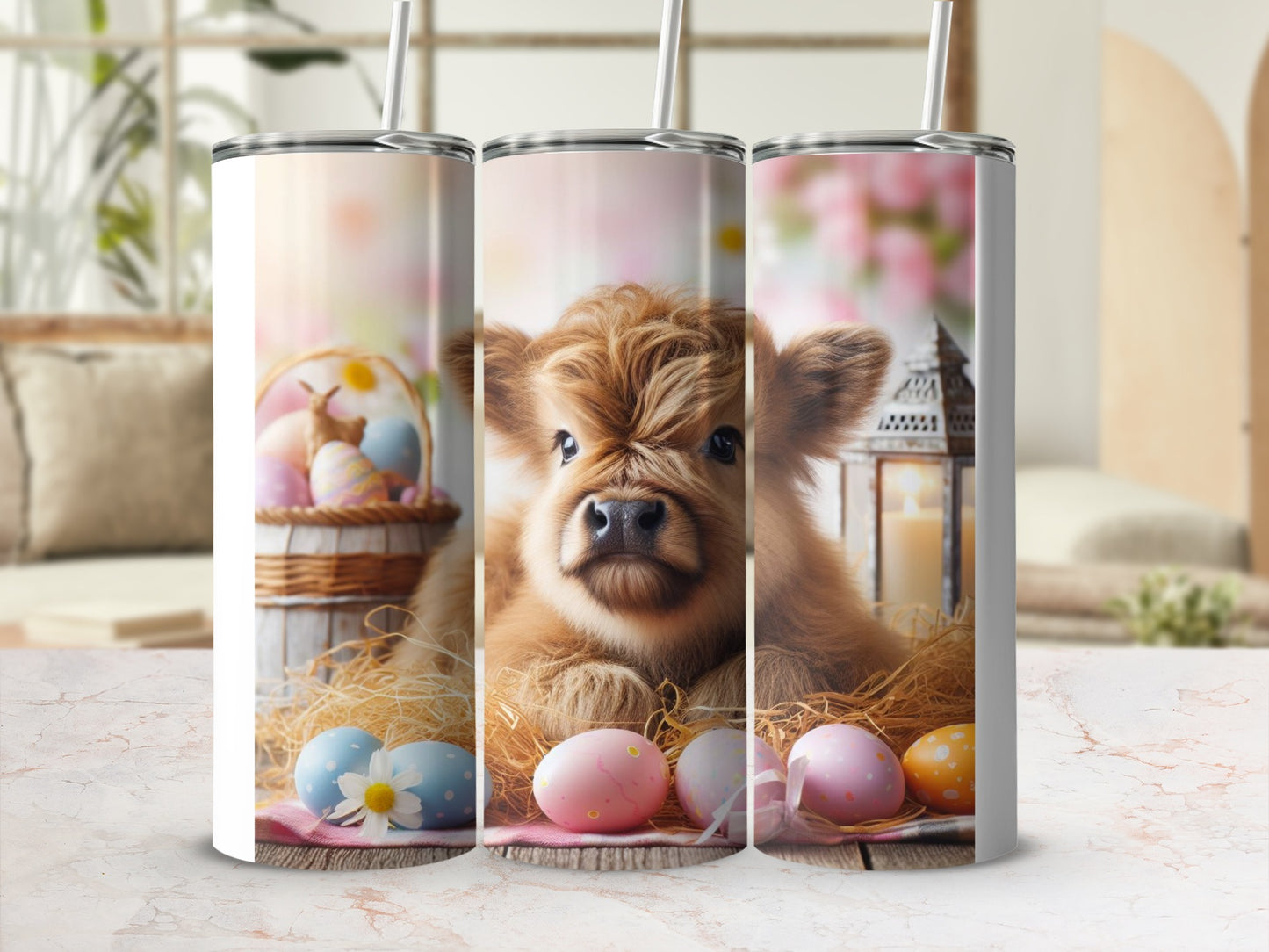 Easter Eggs and Cute Puppy Design Tumbler Cup