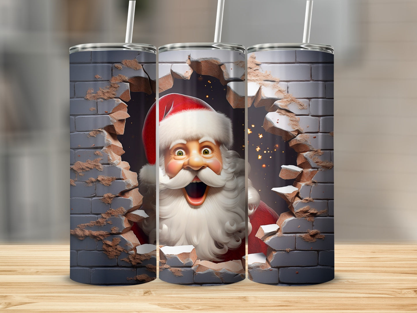 Festive Santa Claus Cracking Through Wall Mug
