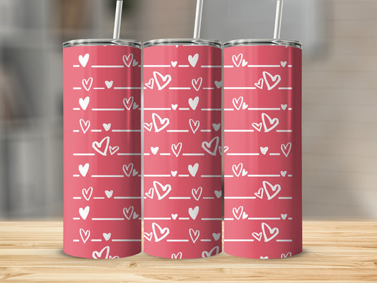 Pink Tumbler with White Hearts Pattern for Everyday Use