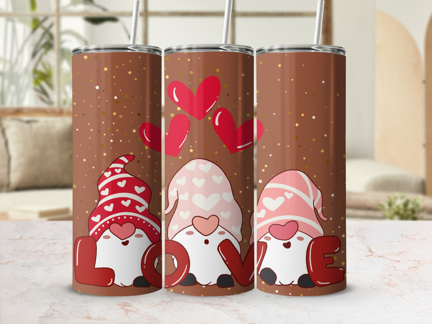 Love Gnome Design Tumbler Perfect for Valentine's Day