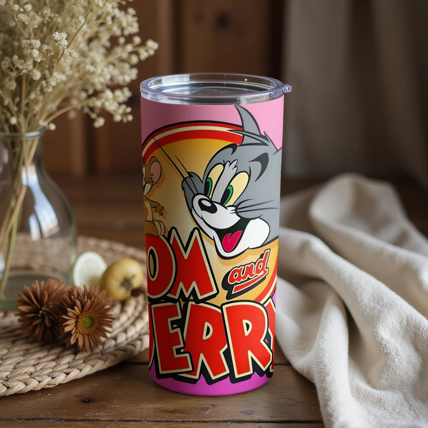Classic Tom and Jerry Cartoon Tumbler for Fans