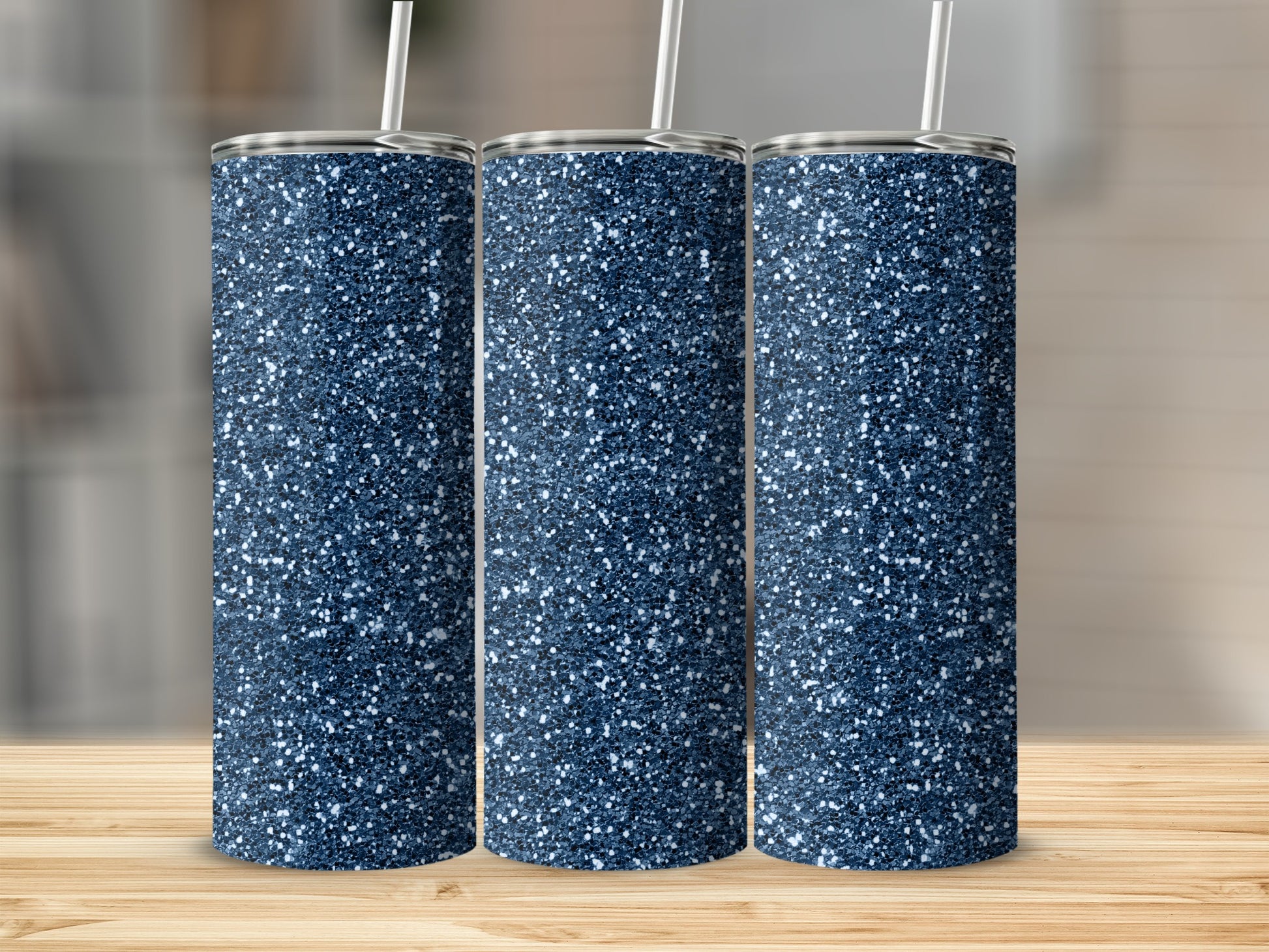 Sparkling Dark Blue Glitter Tumbler for Everyday Use