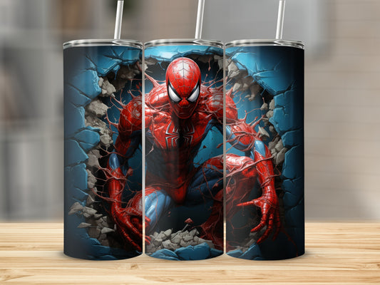Spider-Man Breaking Through Wall Tumbler Design
