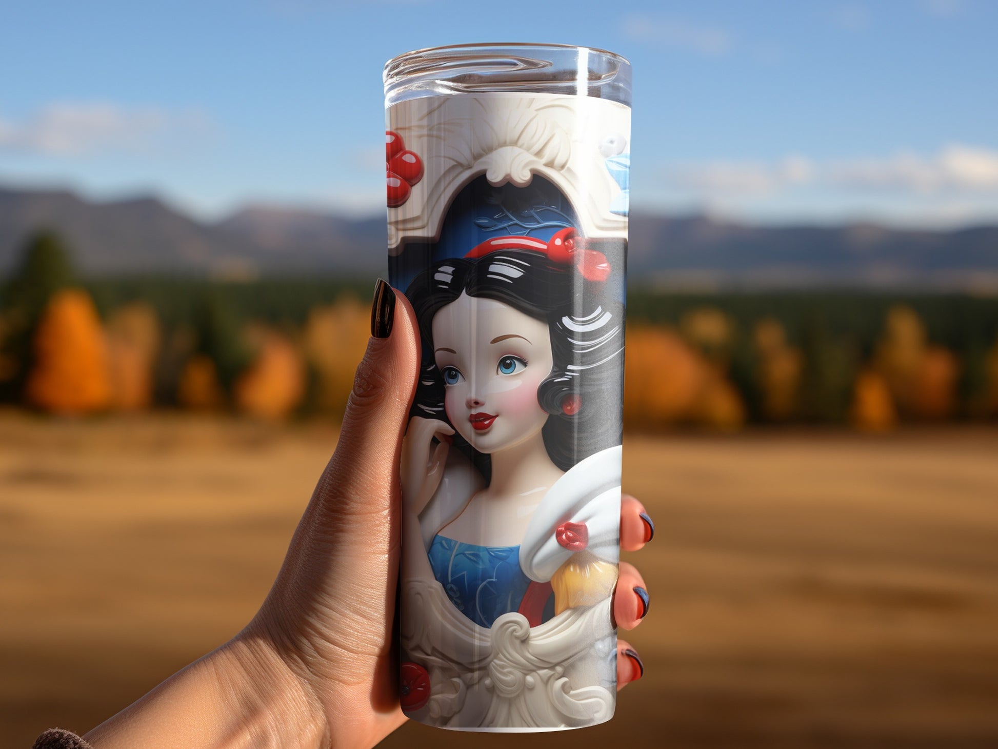 Hand Holding Snow White Fantasy Art Tumbler