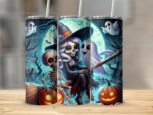 Halloween Witch and Skeleton Spooky Tumbler product