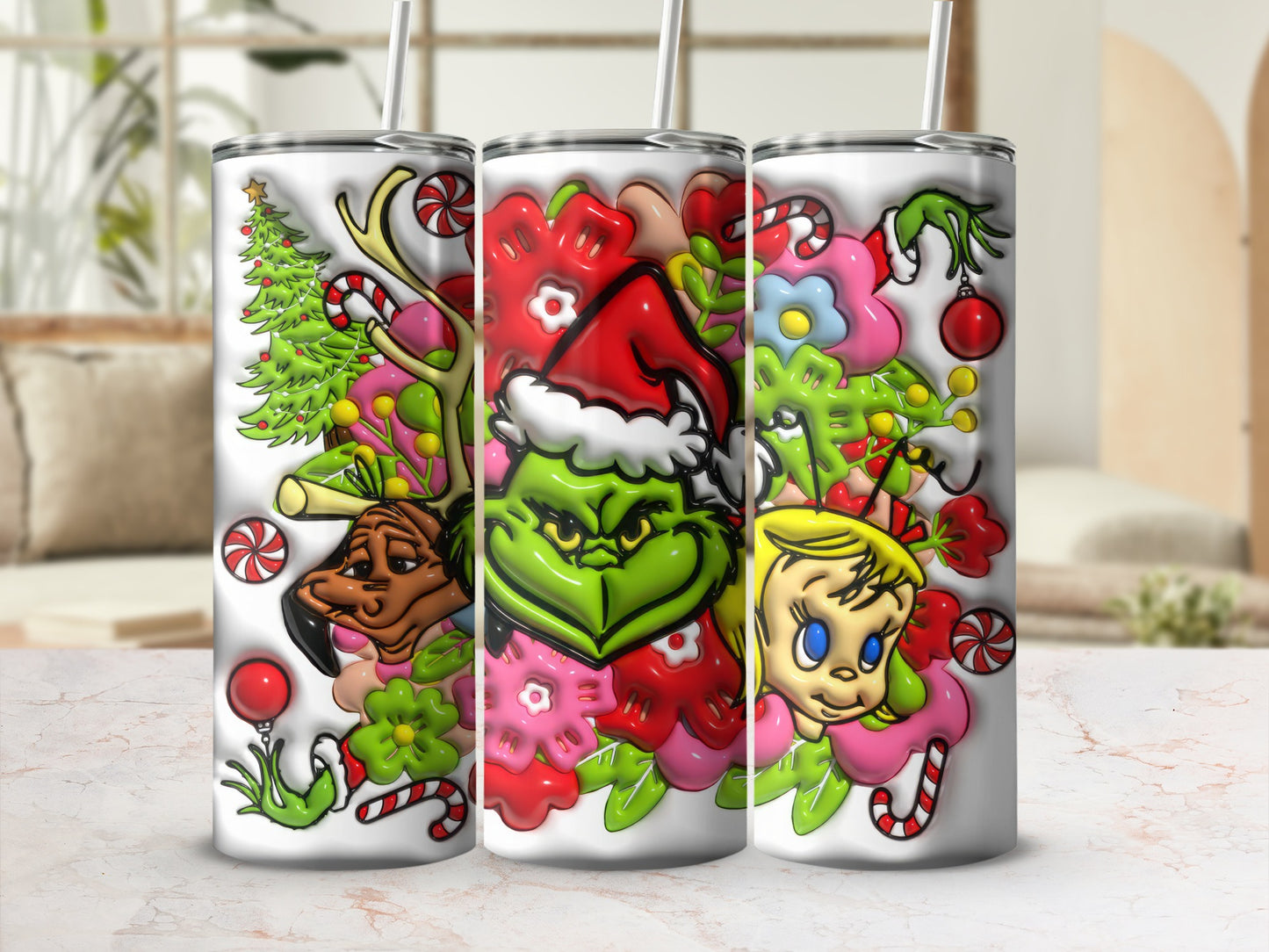 Colorful Christmas Characters Holiday Decoration Tumbler